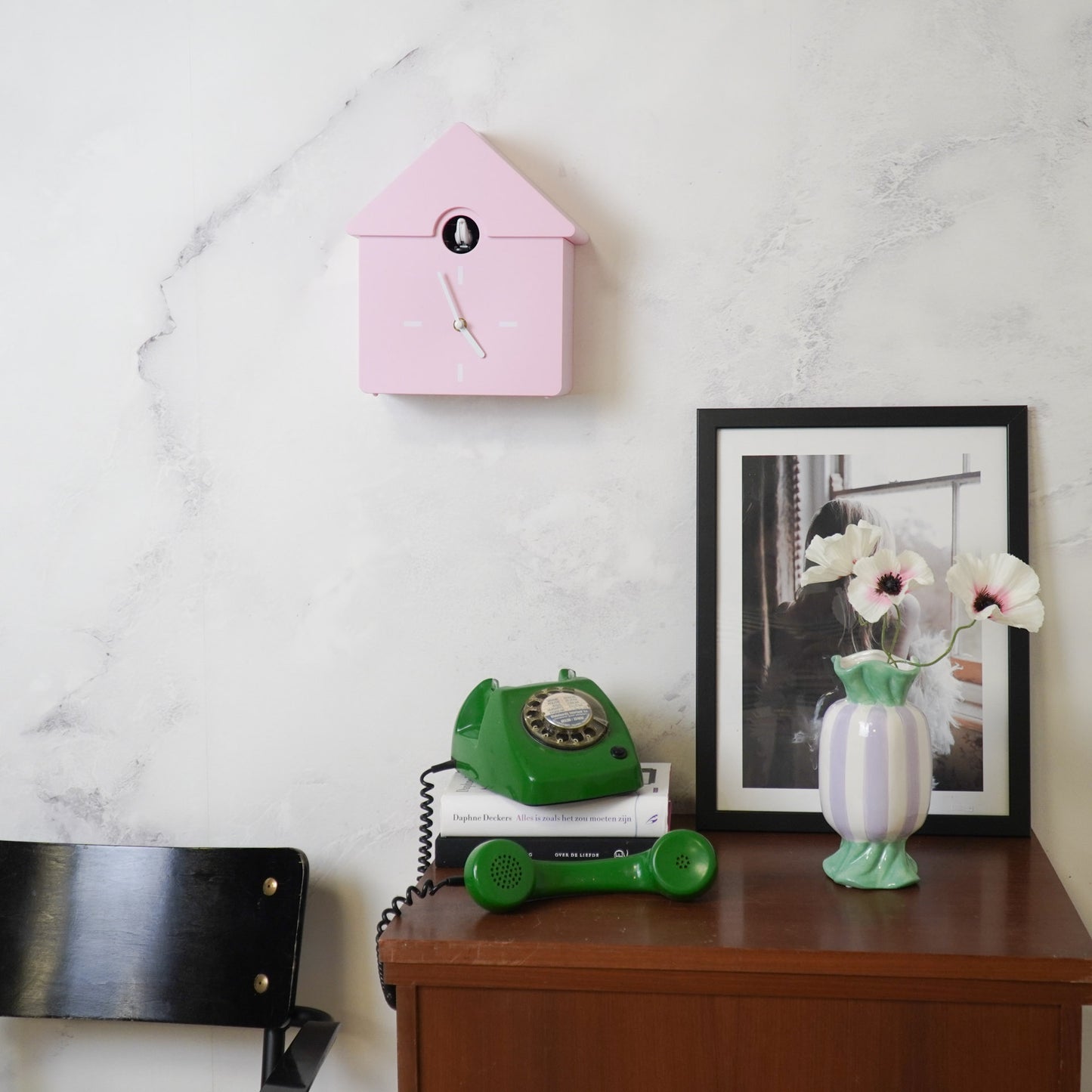 Clock- Wall Clock Cuckoo- Light Pink- 24x27x9cm