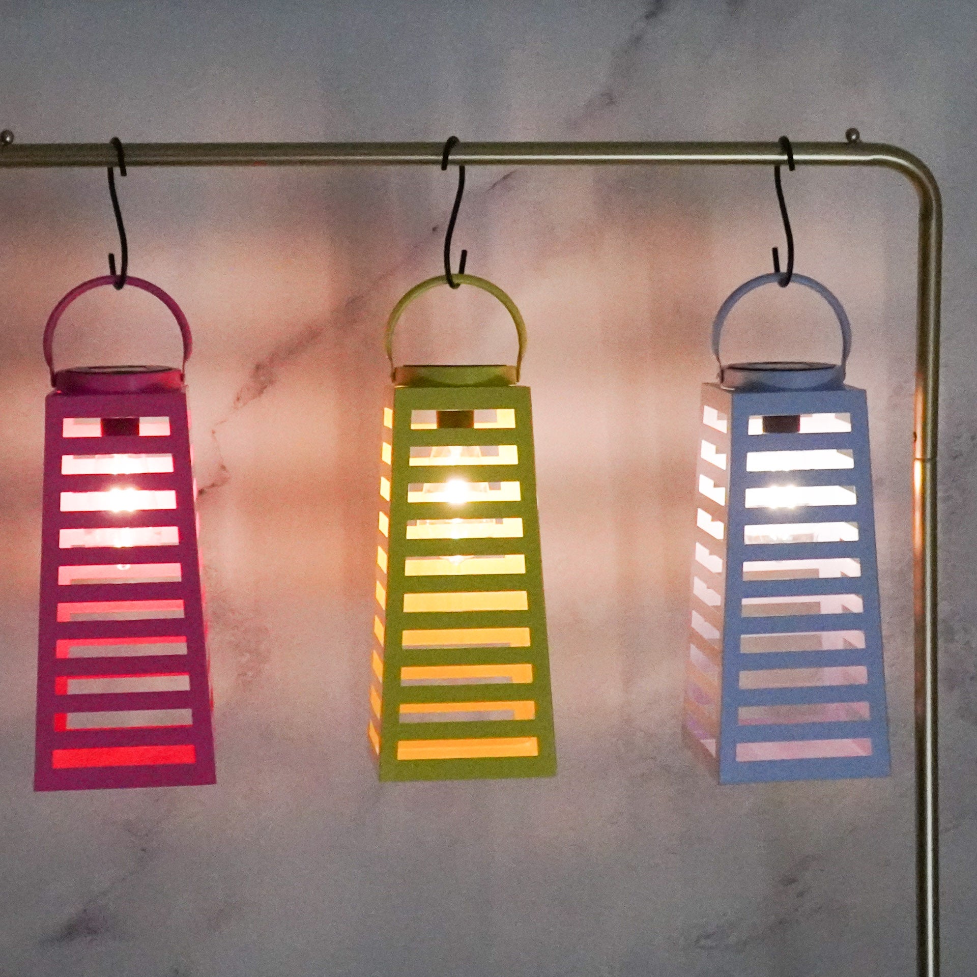 Lamp- Lantern - Solar - Metal - Yellow - 14x32,5cm