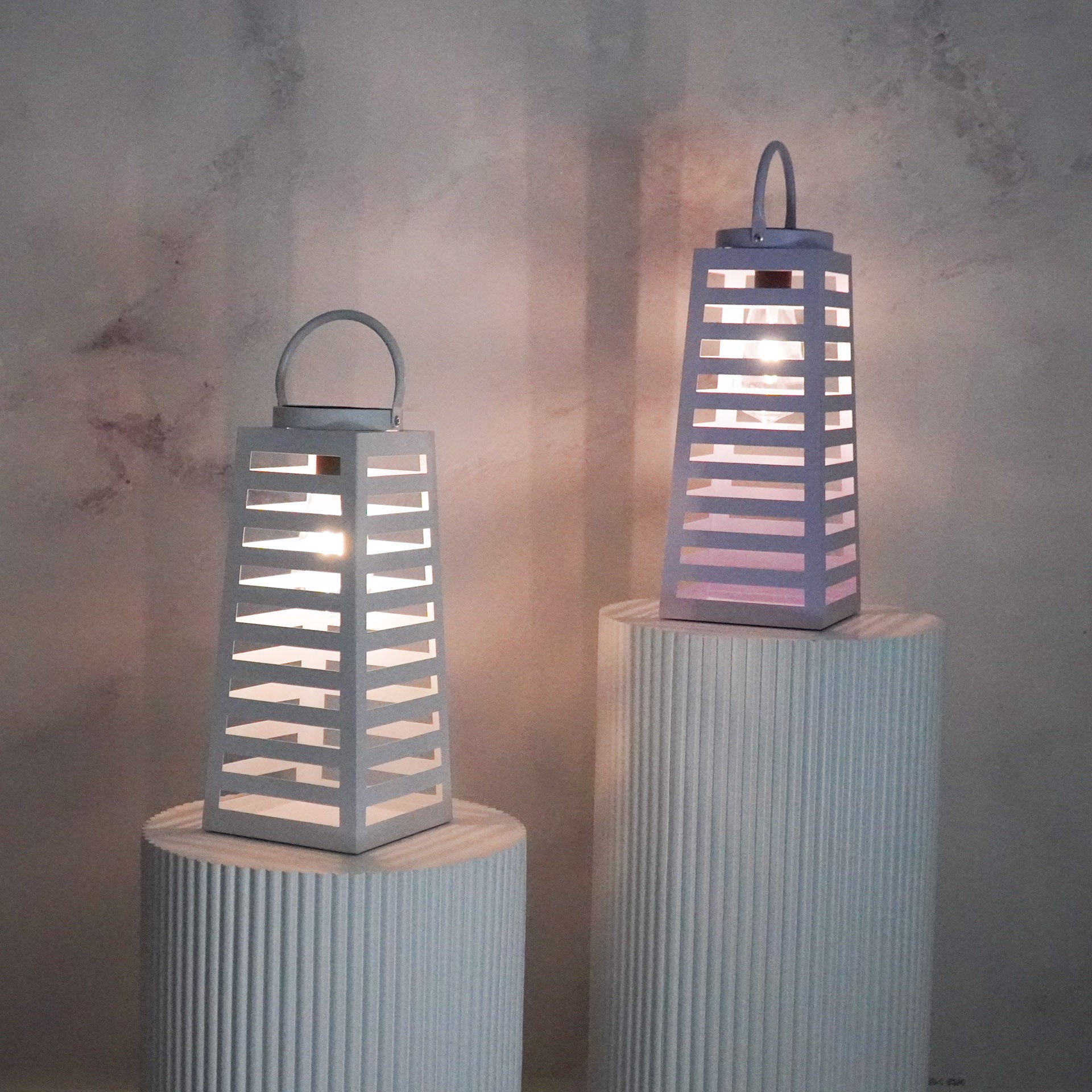 Lamp- Lantern - Solar - Metal - White - 14x32,5cm