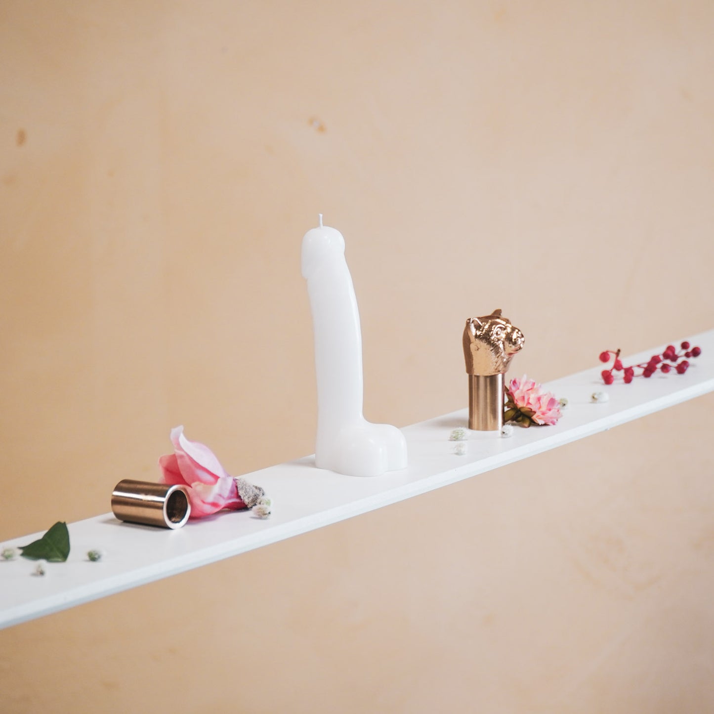 Candle - Dick - Wax - White - 160gram - 7x5,5x17cm