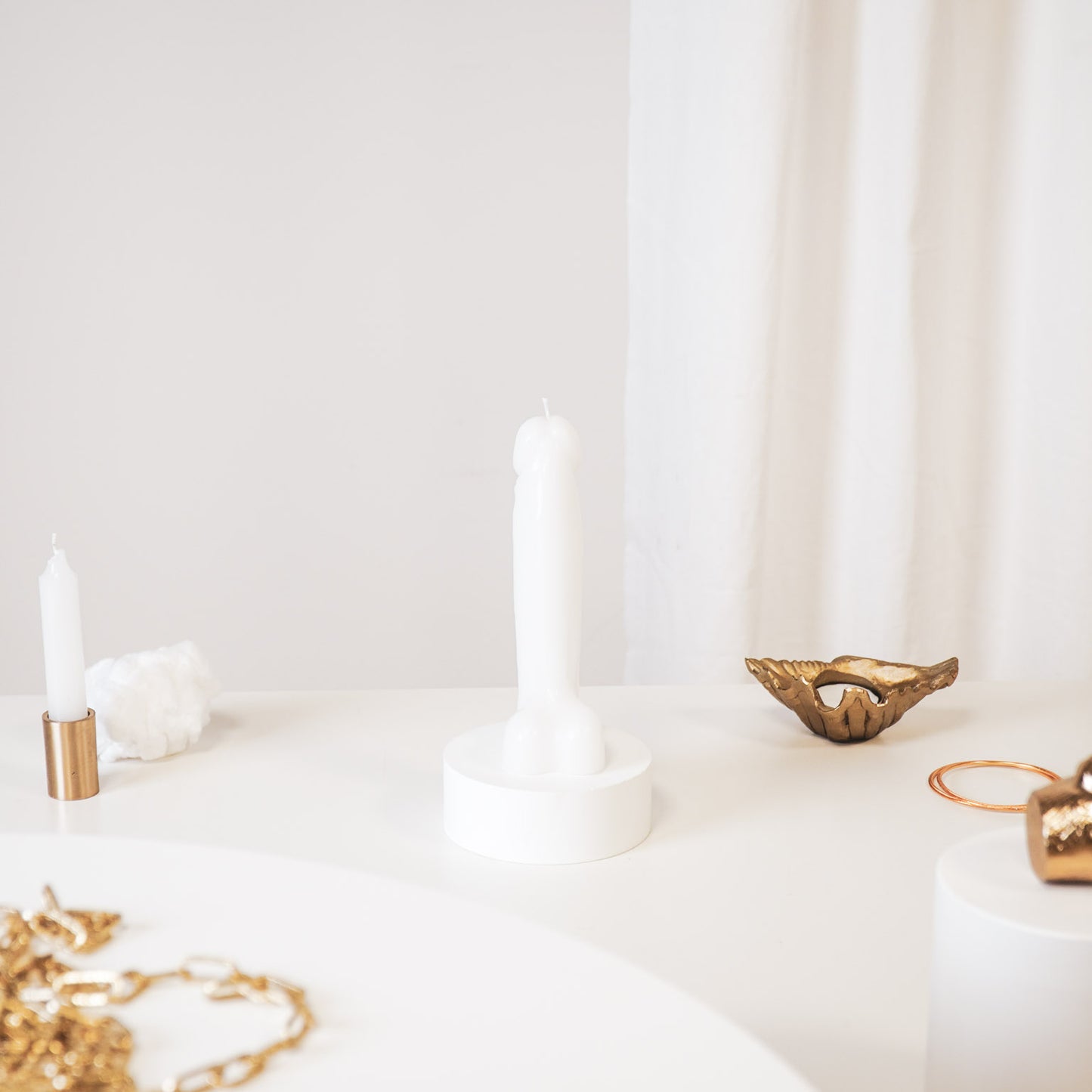 Candle - Dick - Wax - White - 160gram - 7x5,5x17cm