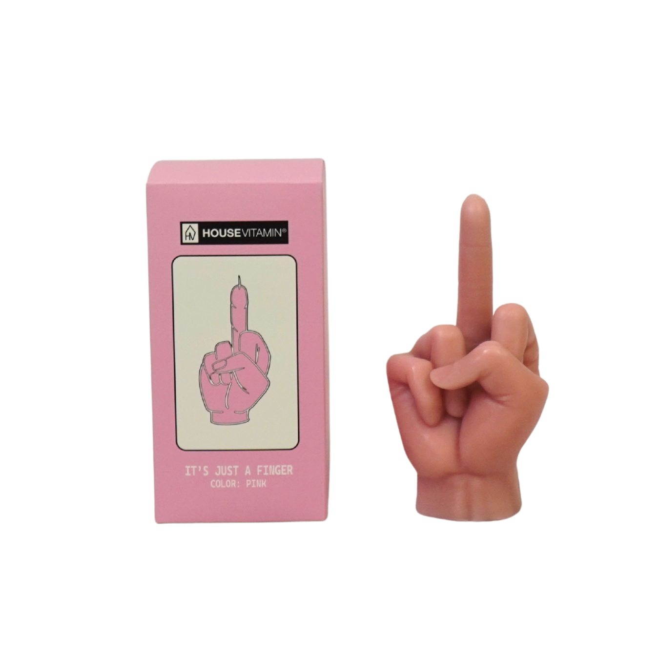 Candle -Middle Finger - Wax - Pink - 310 gram - 10x9x17cm