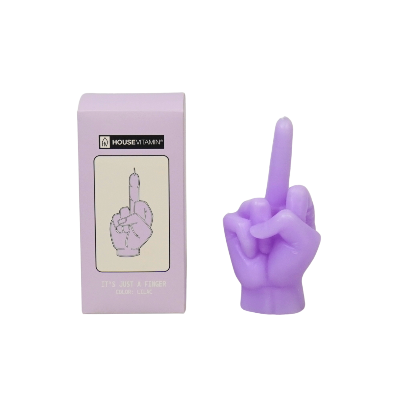 Candle -Middle Finger - Wax - Lilac - 310gram - 10x9x17cm