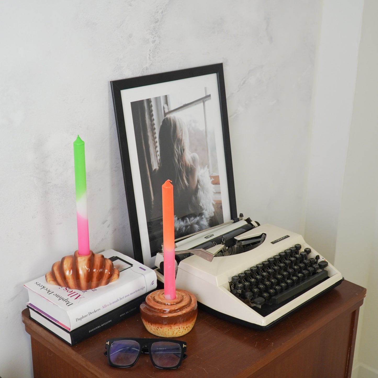 Candle Holder - Cinnamon Bun - Dolomite - Brown -11x11x6,5cm