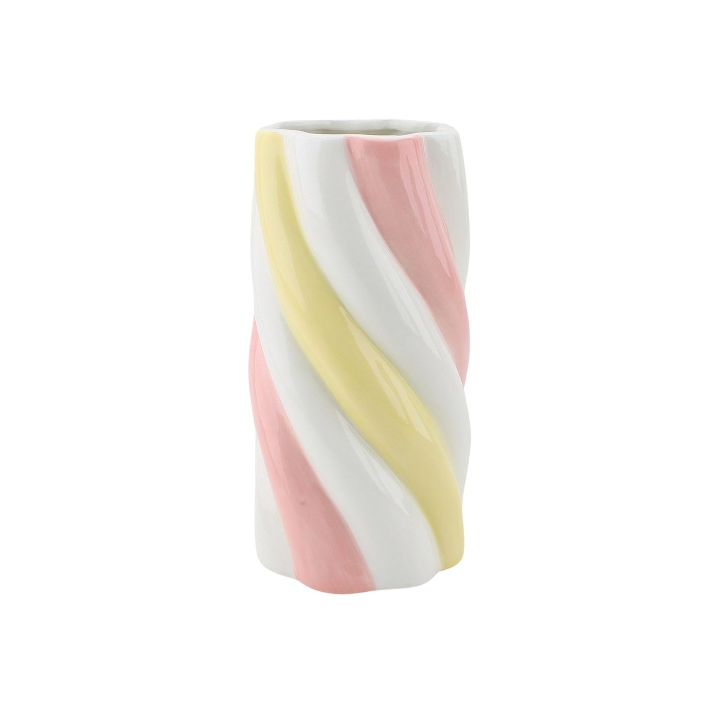 Vase - Marshmellow - Yellow/Pink/White - 10,5x10,5x20cm