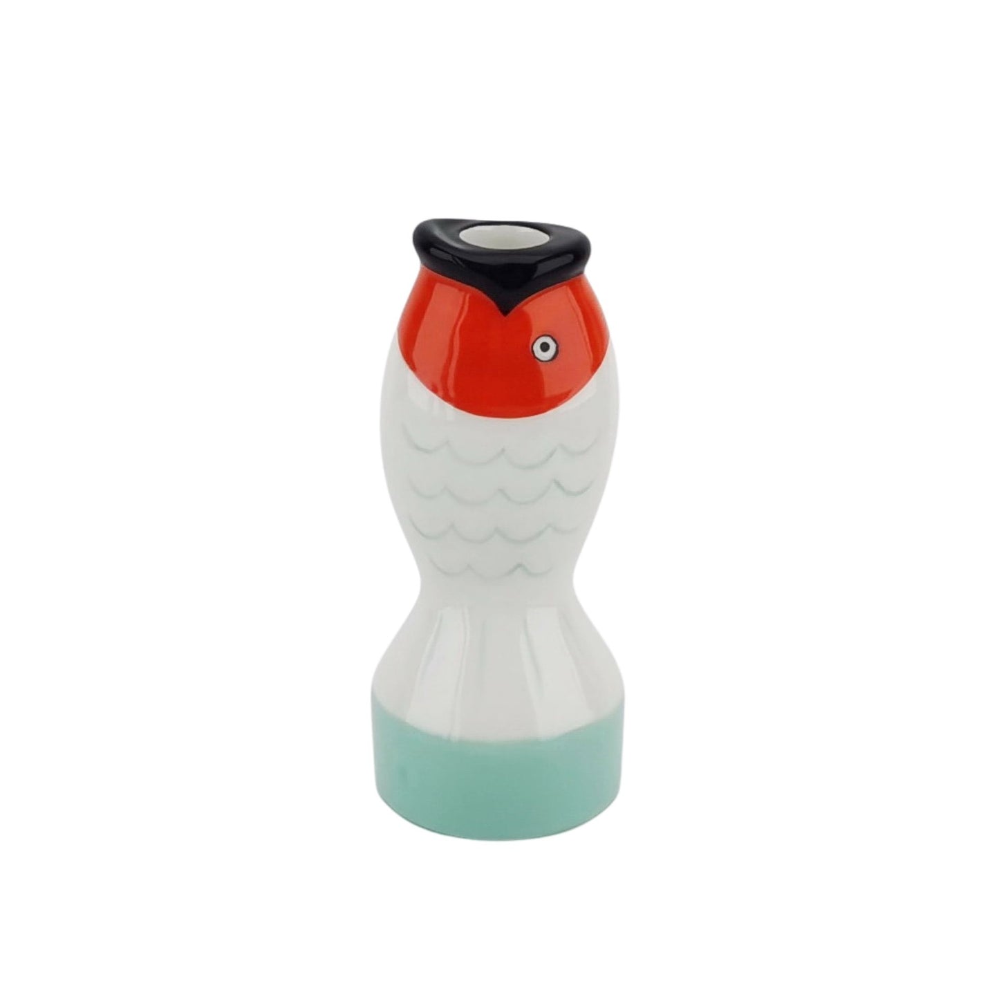 Candle holder - Fish - Mint/White/Orange - 7x7x16,5cm