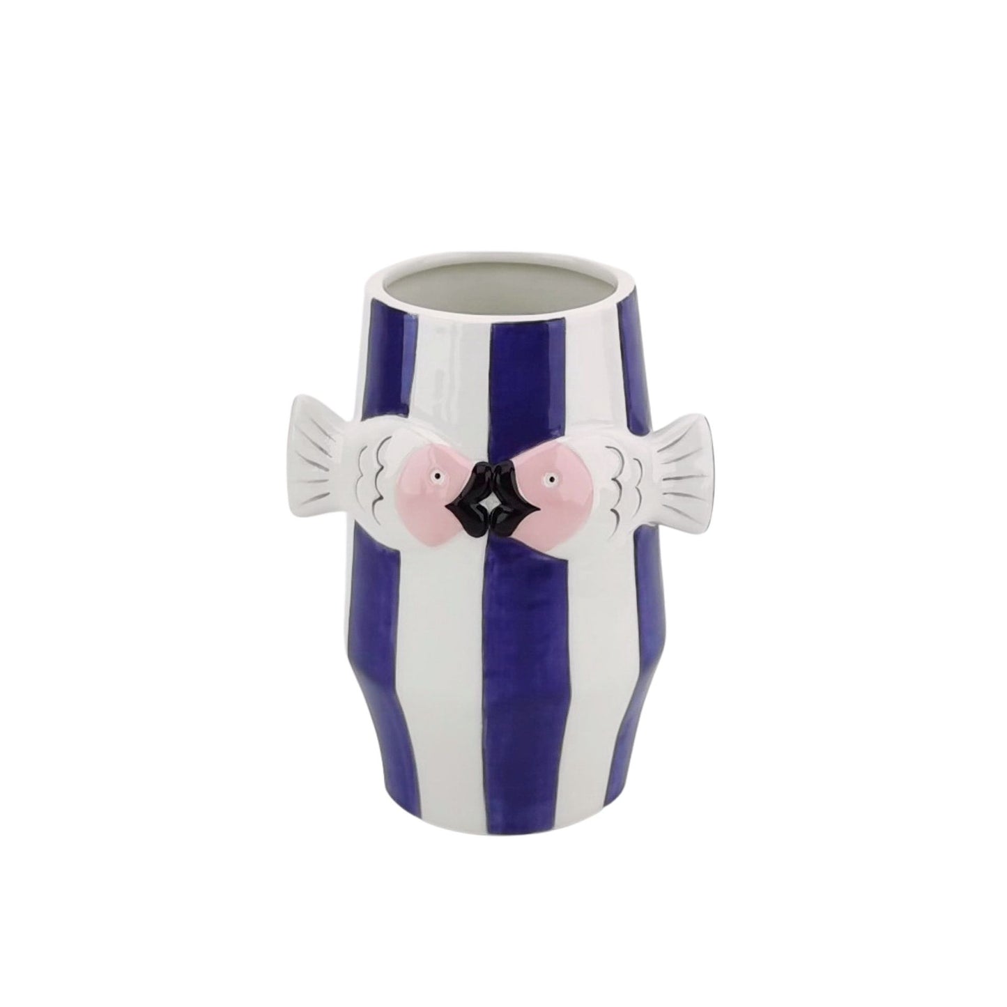 Vase -Flower Vase Fishes - Blue/White/Pink - 14x11,5x18,5cm