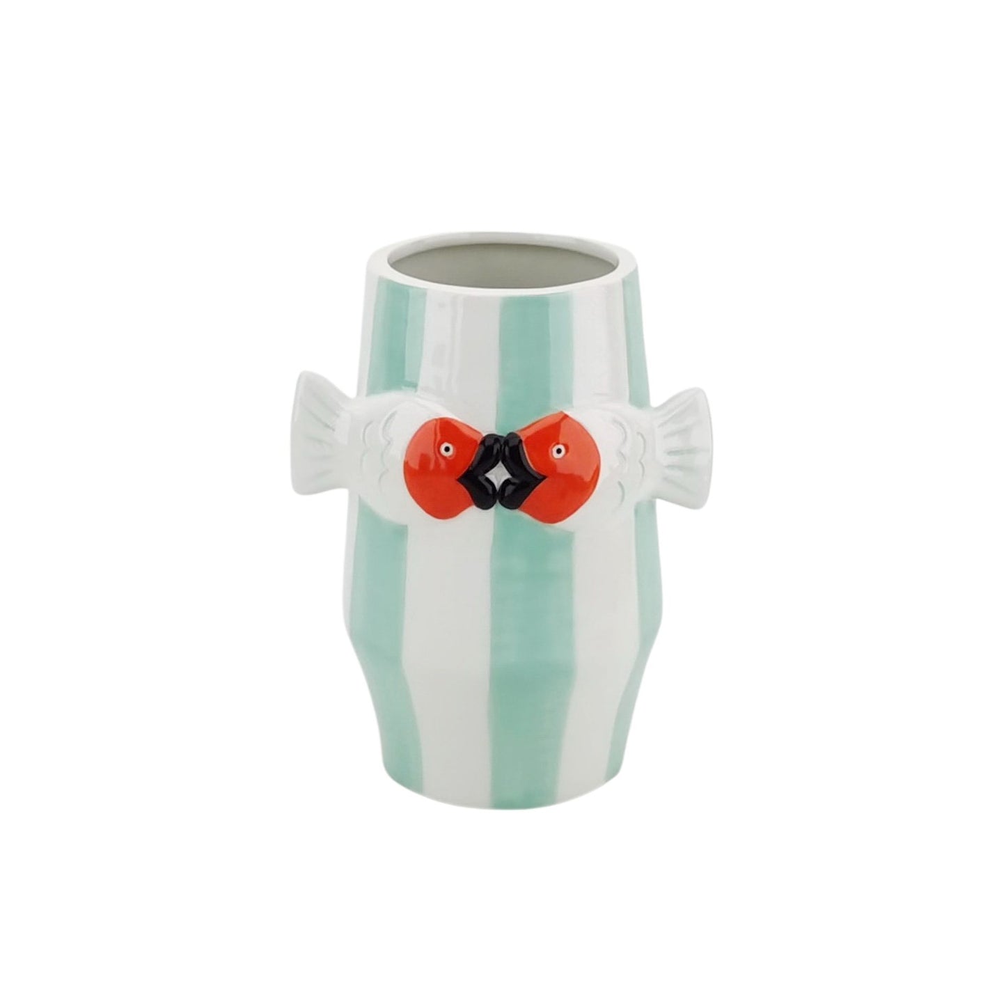 Vase - Flower Vase Fish-Mint/White/Orange - 14x11,5x18,5cm