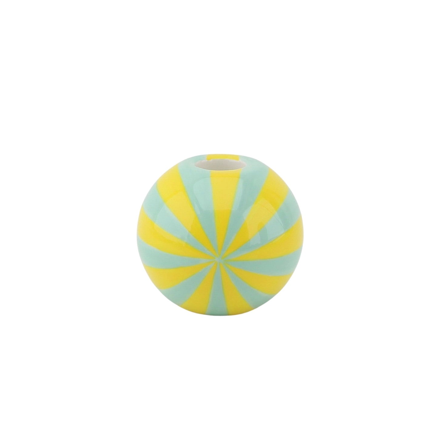 Candle holder - Swirl - Dolomite - Yellow/Mint - 7x7x7cm