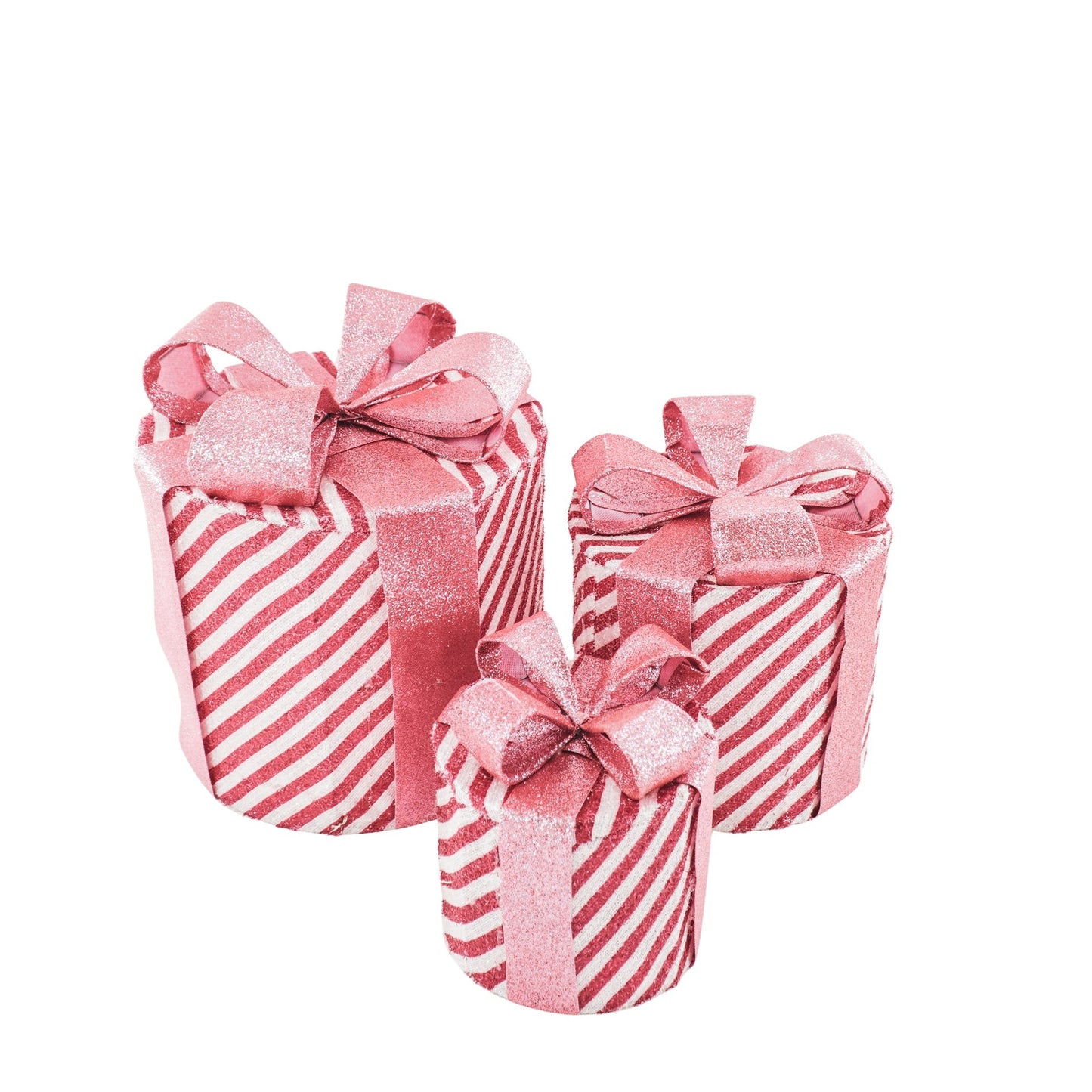 Led Xmas Gift - S3 - Polysterene - Pink/White-15/20/25cm