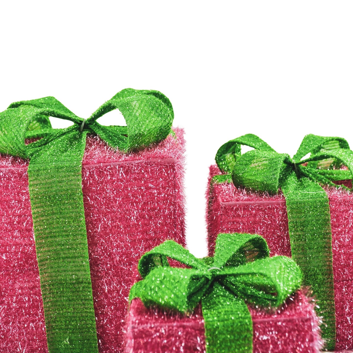 Led Xmas Gift - S3 - Polysterene - Pink/Green -15/20/25cm