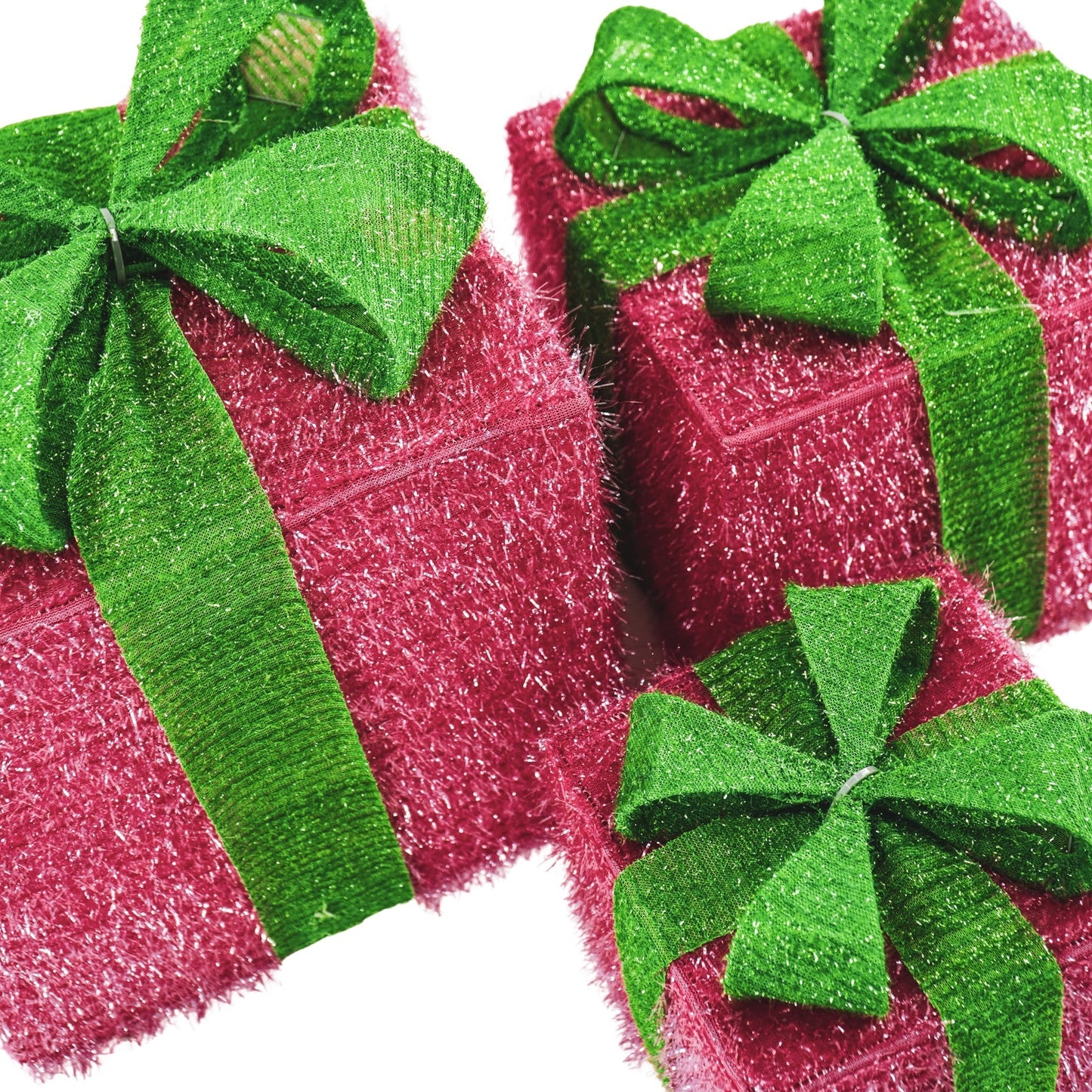 Led Xmas Gift - S3 - Polysterene - Pink/Green -15/20/25cm