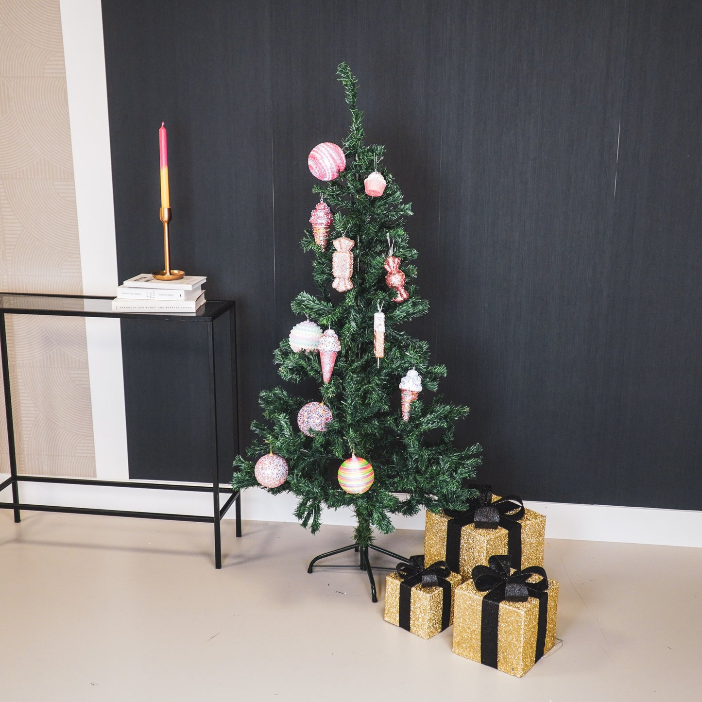 Led Xmas Gift - S3 - Polysterene - Gold/Black -15/20/25cm