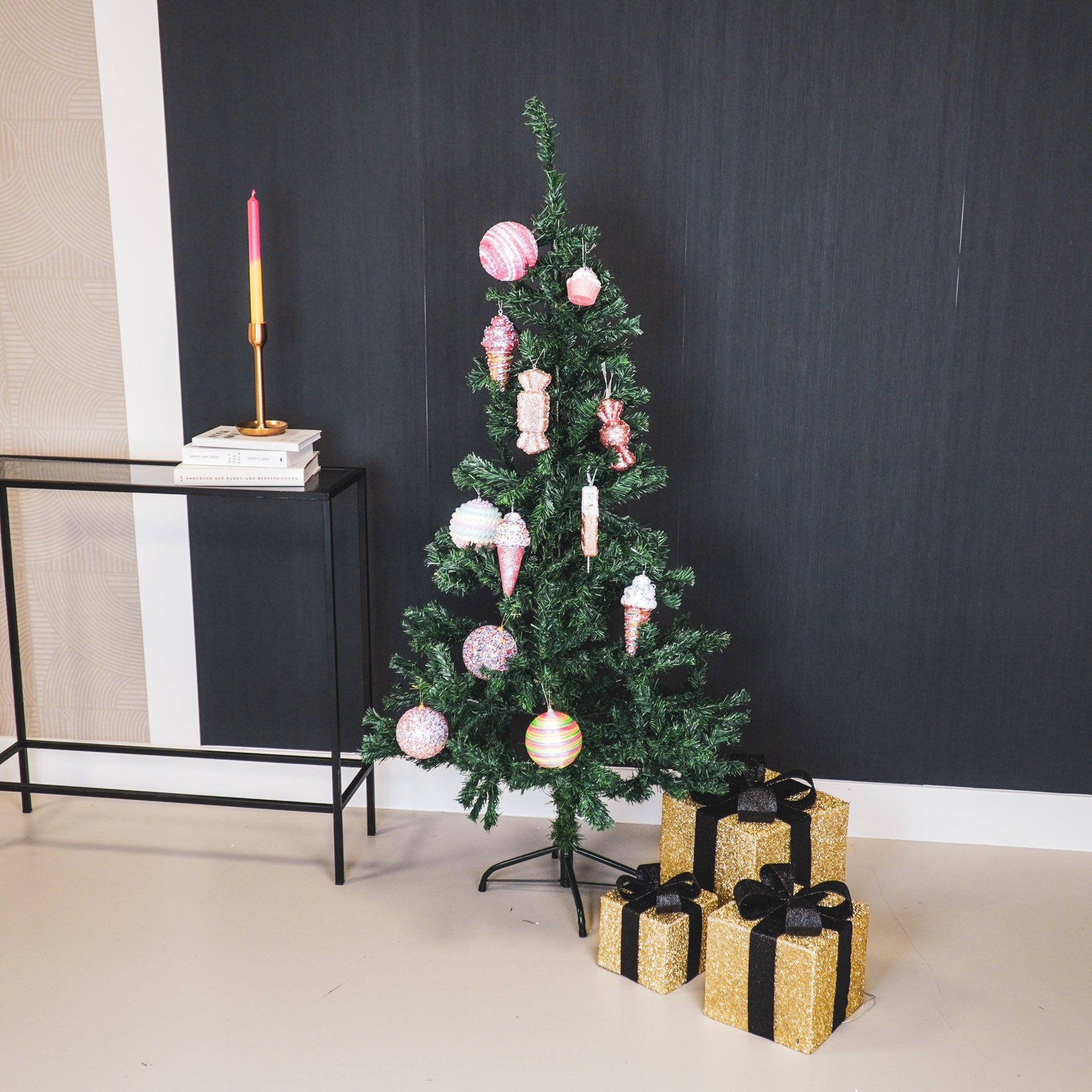 Led Xmas Gift - S3 - Polysterene - Gold/Black -15/20/25cm