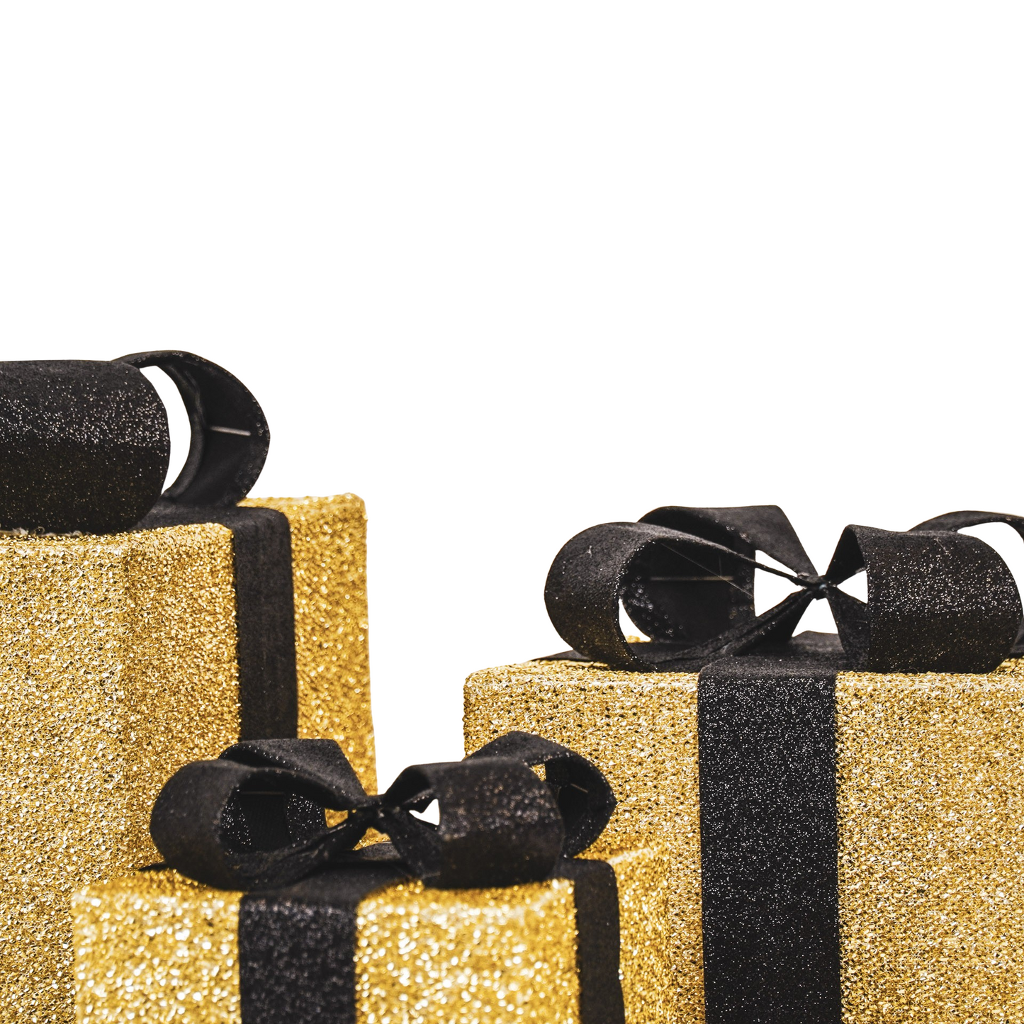 Led Xmas Gift - S3 - Polysterene - Gold/Black -15/20/25cm