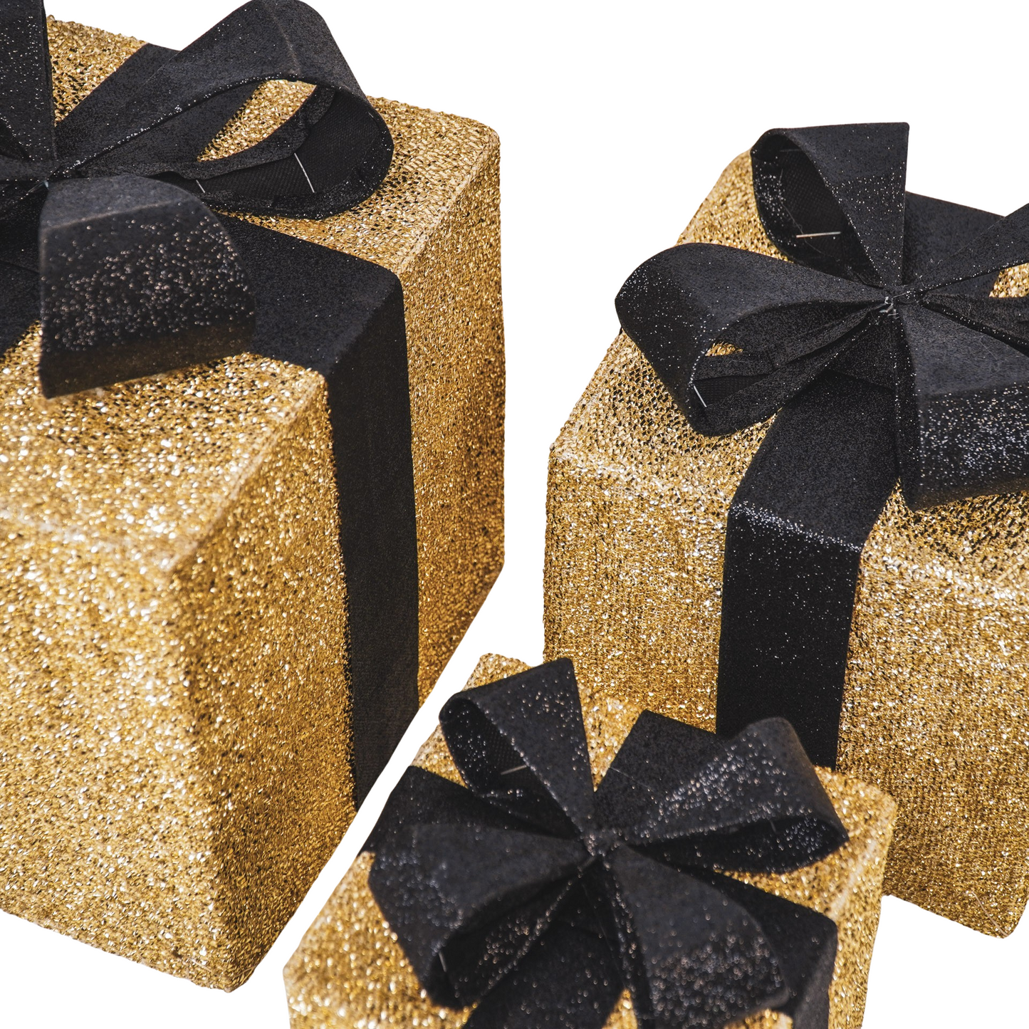 Led Xmas Gift - S3 - Polysterene - Gold/Black -15/20/25cm