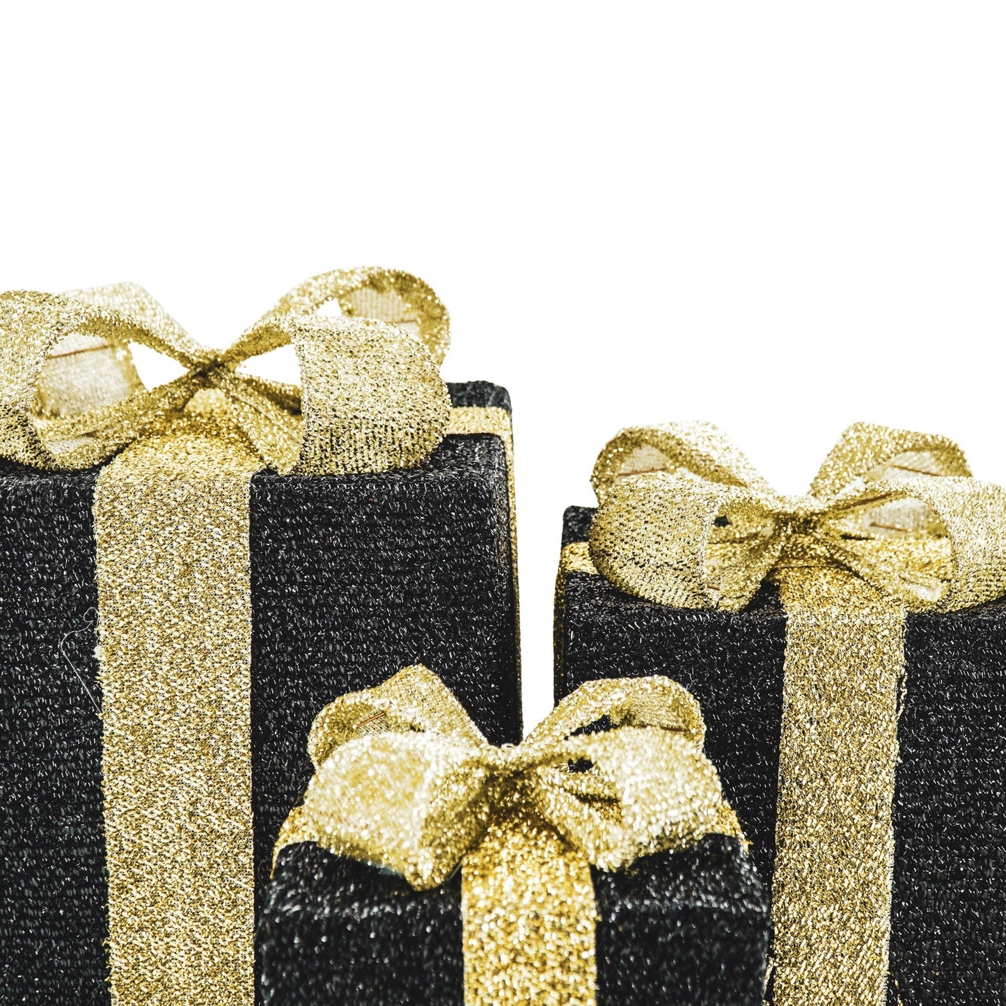 Led Xmas Gift - S3 - Polysterene - Black/Gold -15/20/25cm