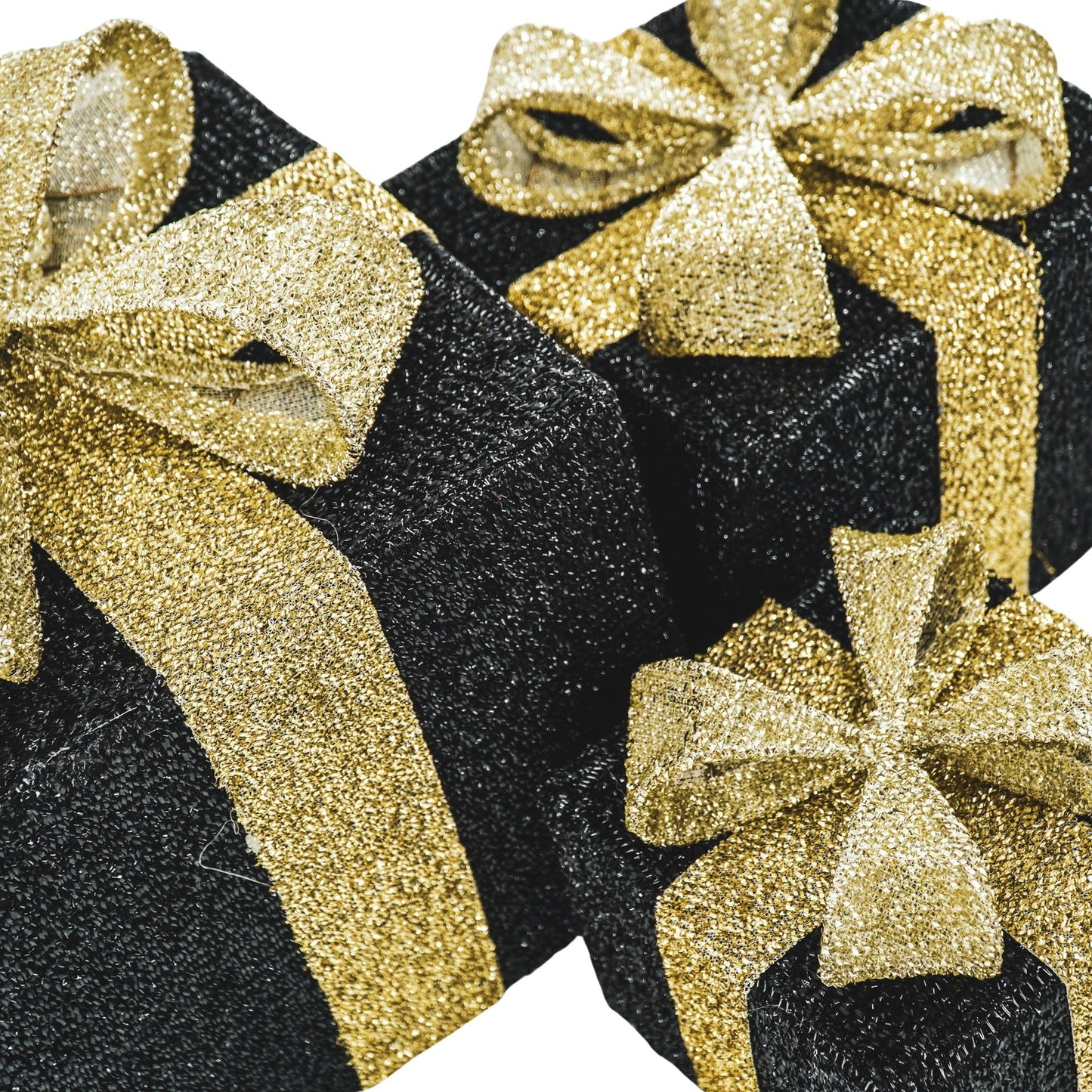 Led Xmas Gift - S3 - Polysterene - Black/Gold -15/20/25cm