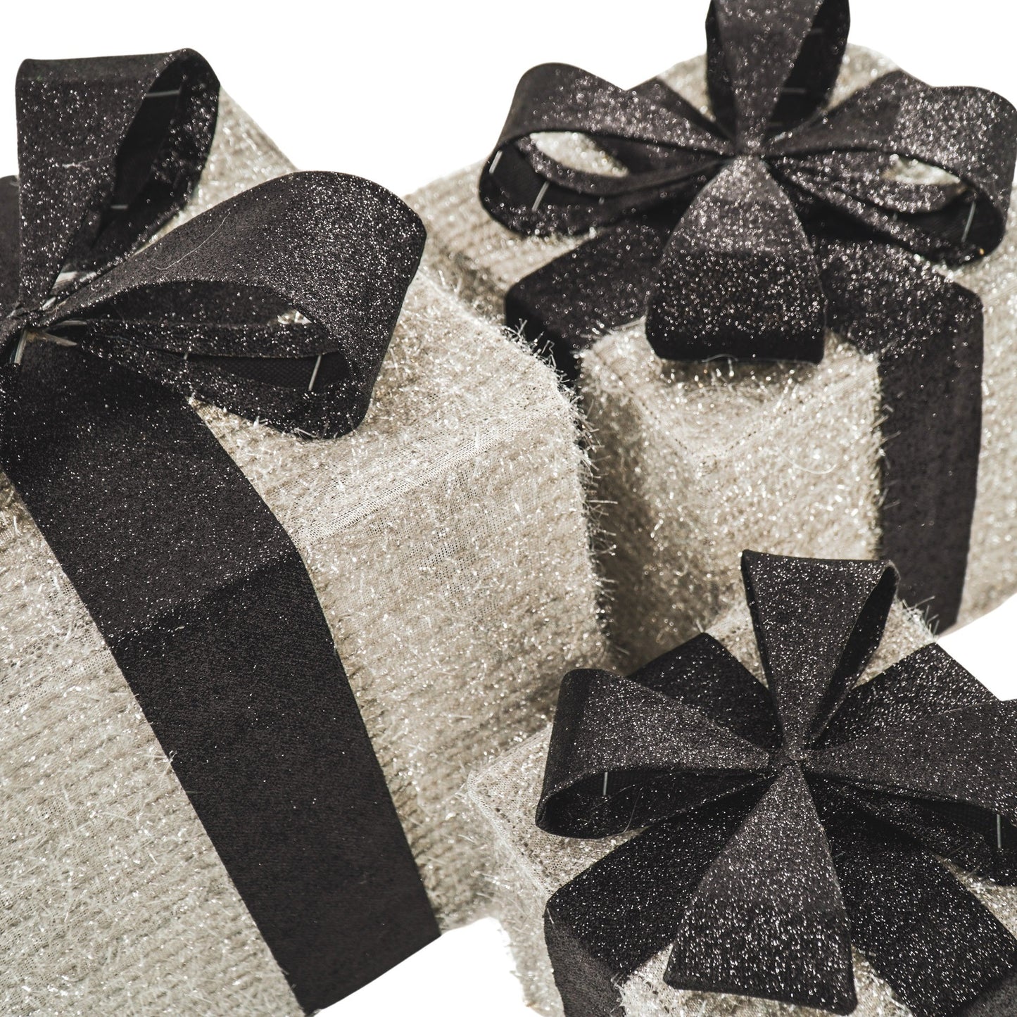 Led Xmas Gift - S3 - Polysterene - Silver/Black -15/20/25cm