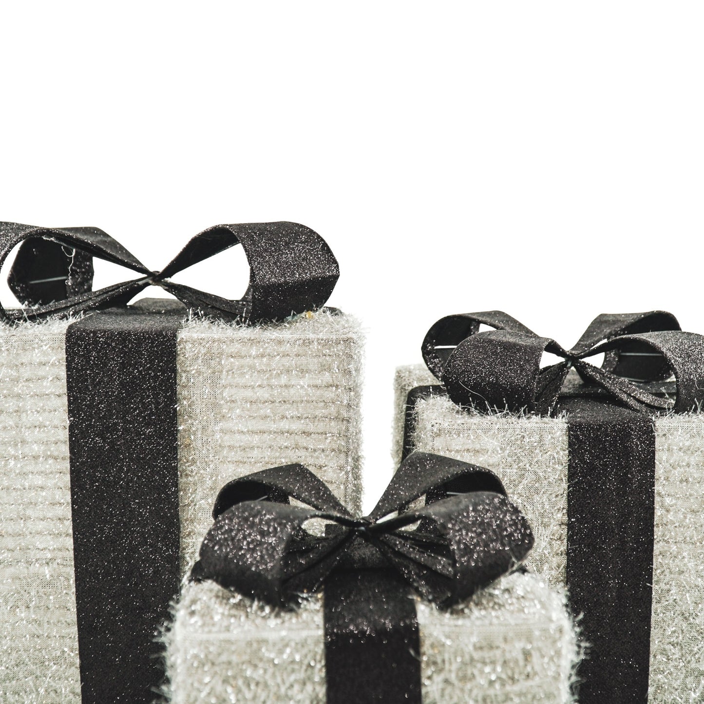 Led Xmas Gift - S3 - Polysterene - Silver/Black -15/20/25cm