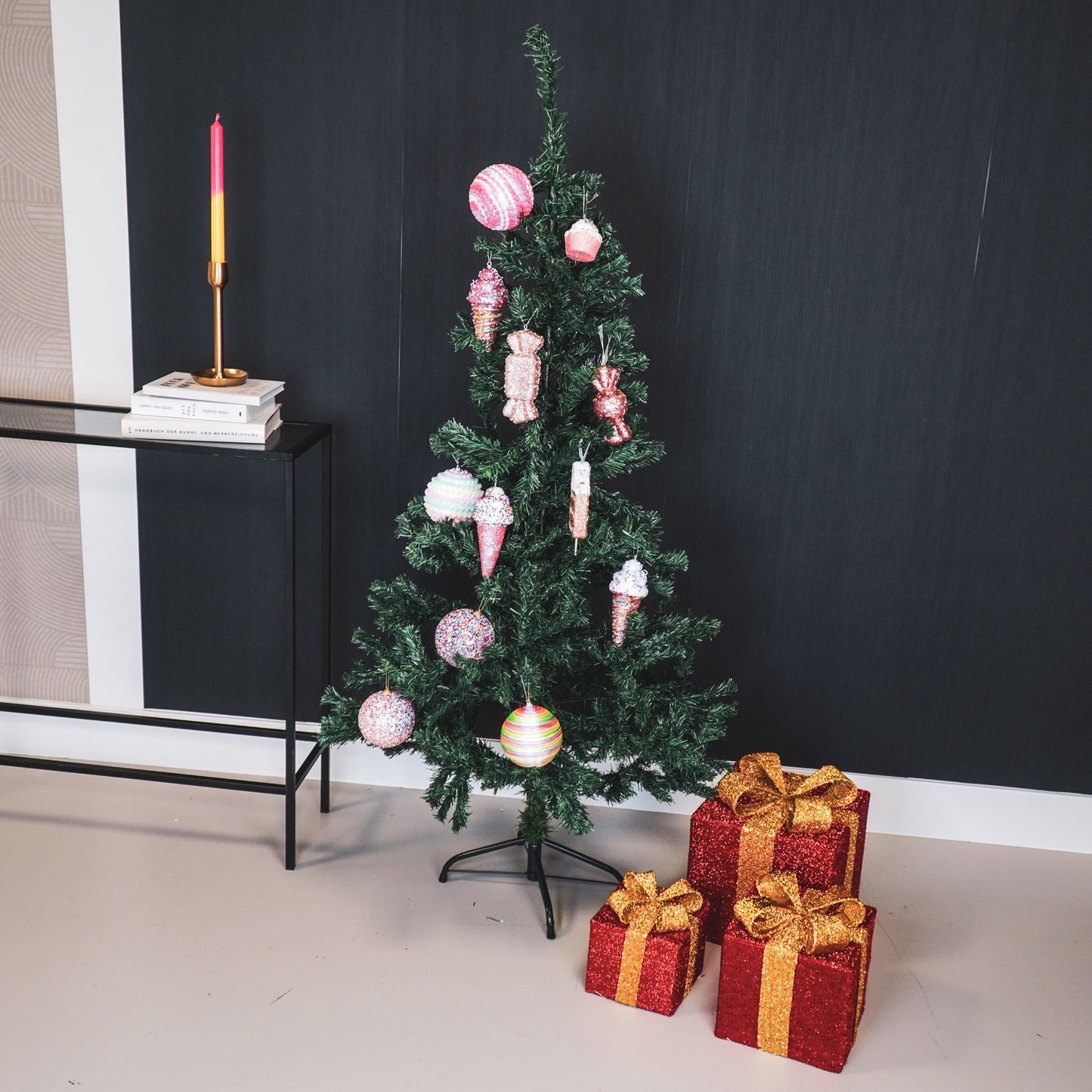 Led Xmas Gift - S3 - Polysterene - Red/Gold -15/20/25cm