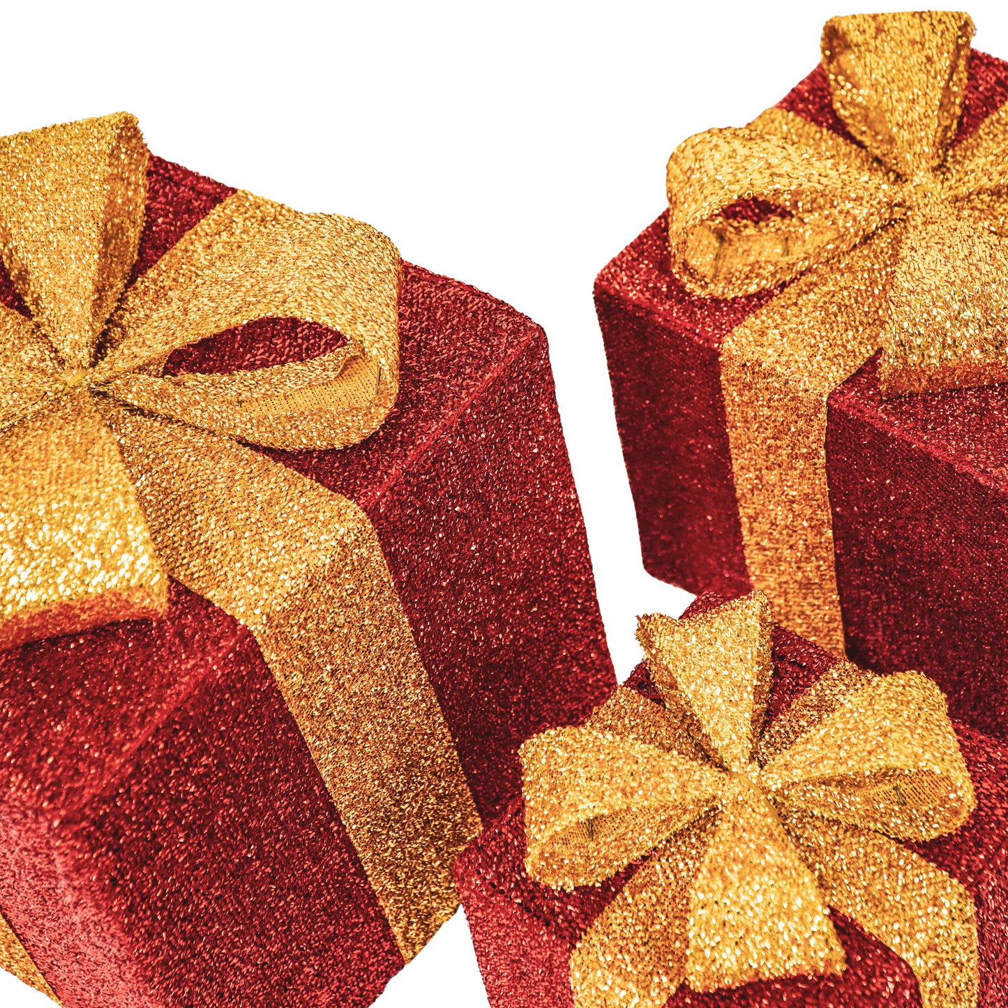 Led Xmas Gift - S3 - Polysterene - Red/Gold -15/20/25cm