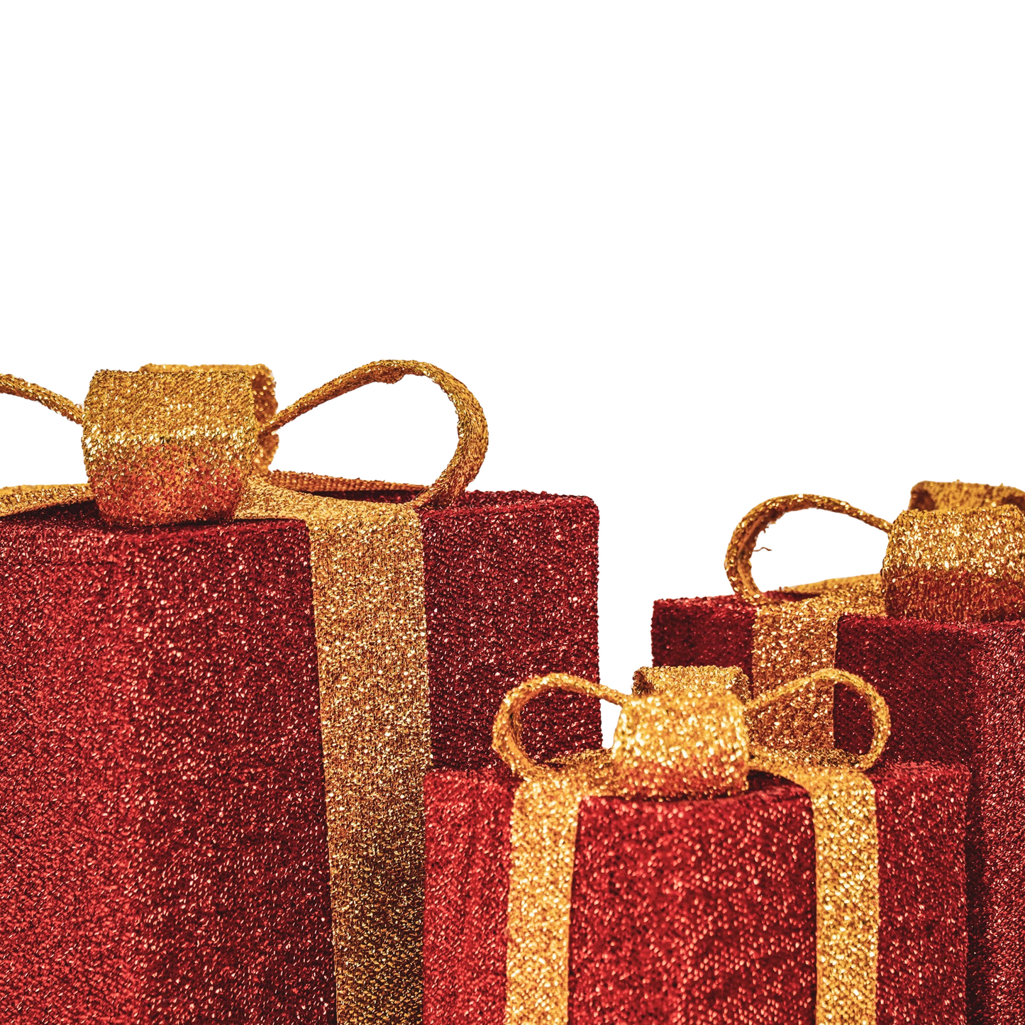 Led Xmas Gift - S3 - Polysterene - Red/Gold -15/20/25cm