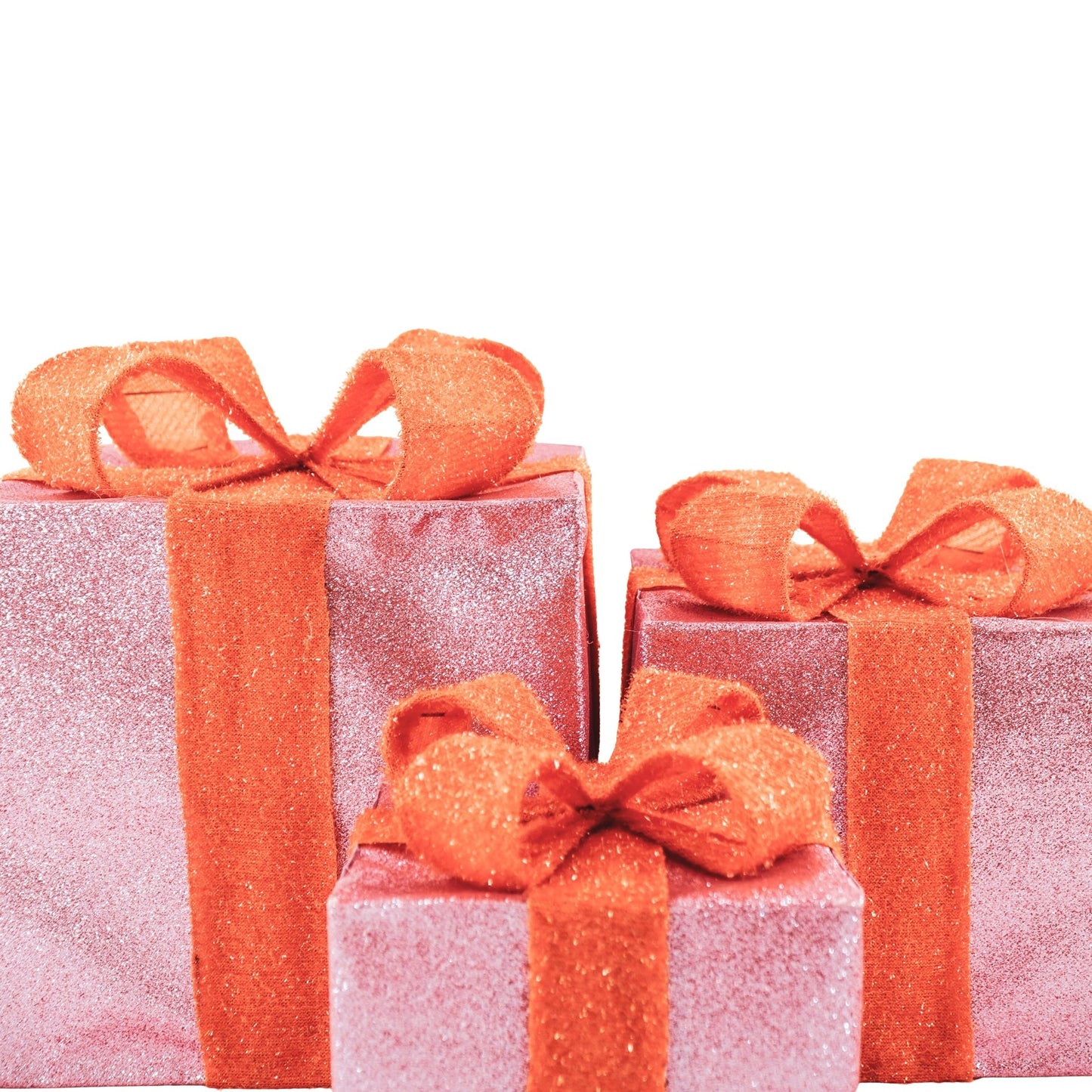 Led Xmas Gift - S3 - Polysterene - Pink/Orange -15/20/25cm