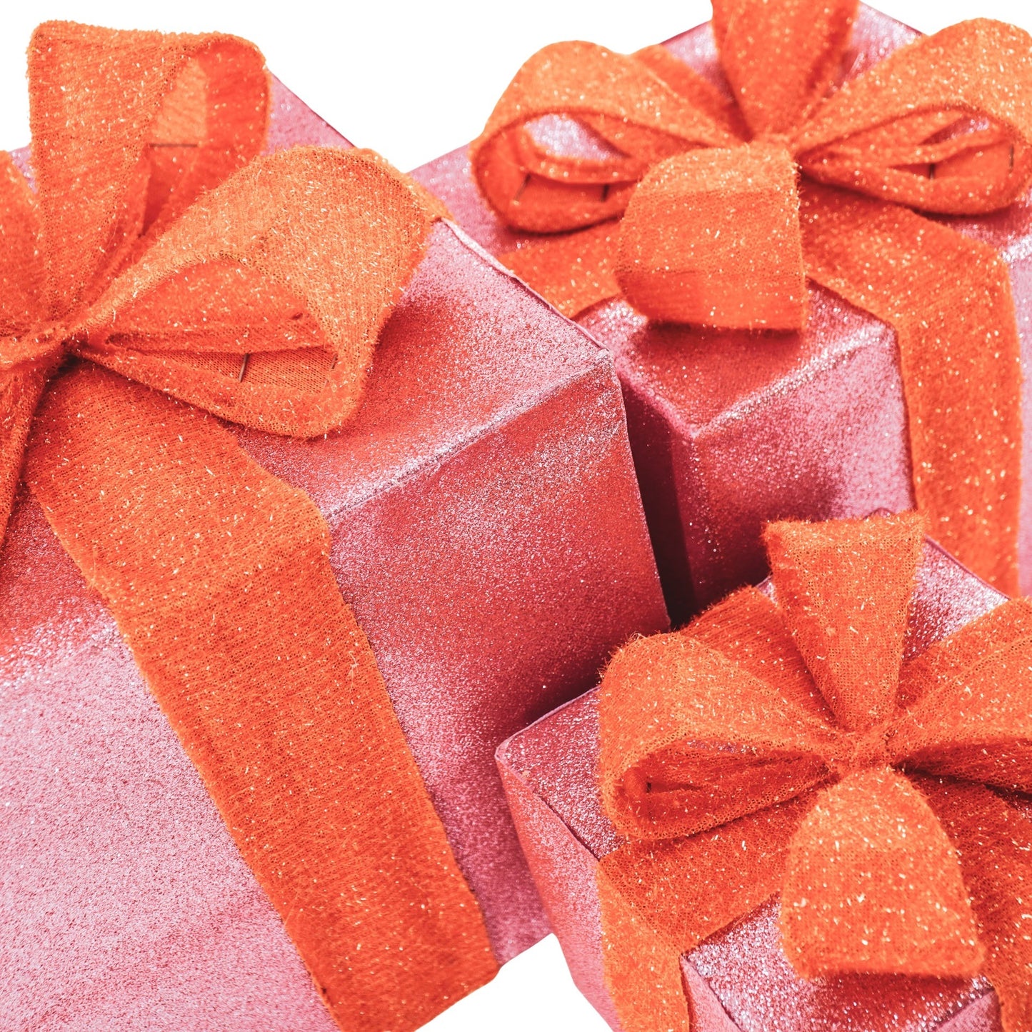Led Xmas Gift - S3 - Polysterene - Pink/Orange -15/20/25cm