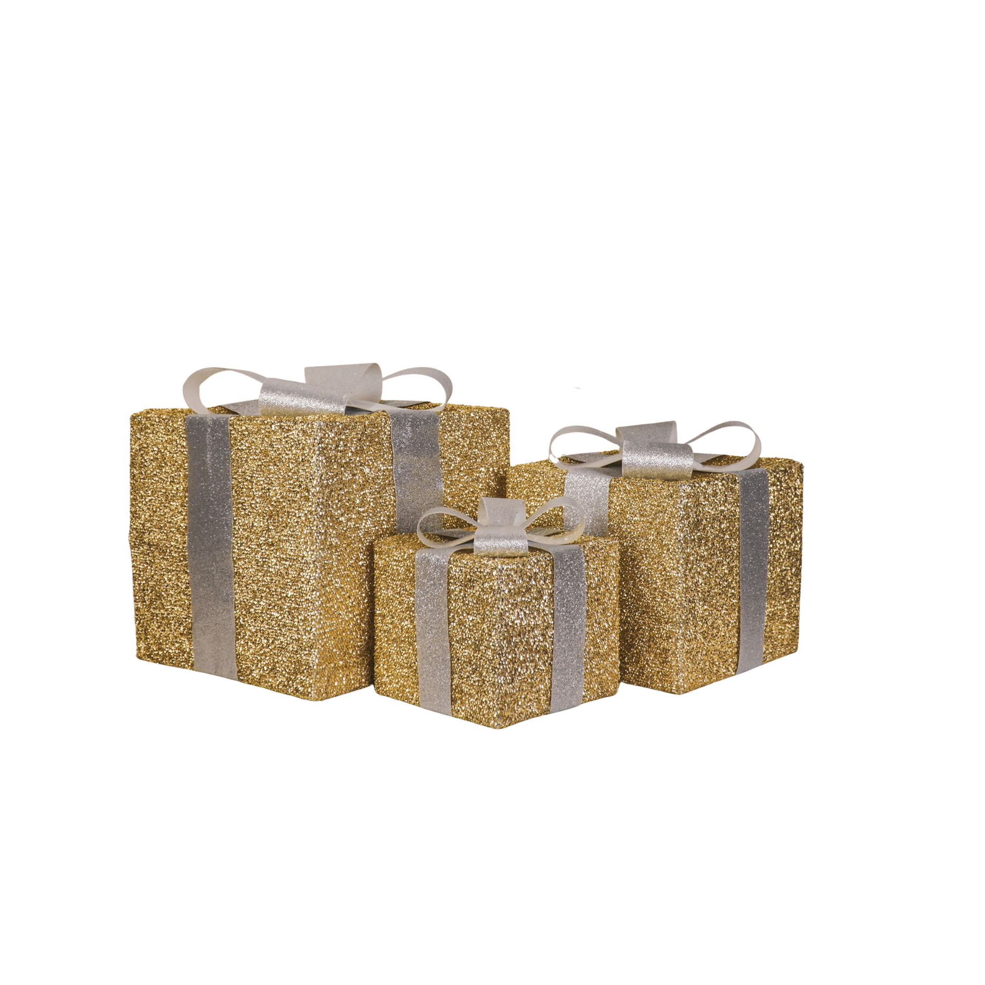 Led Xmas Gift - S3 - Polysterene - Gold/Silver -15/20/25cm