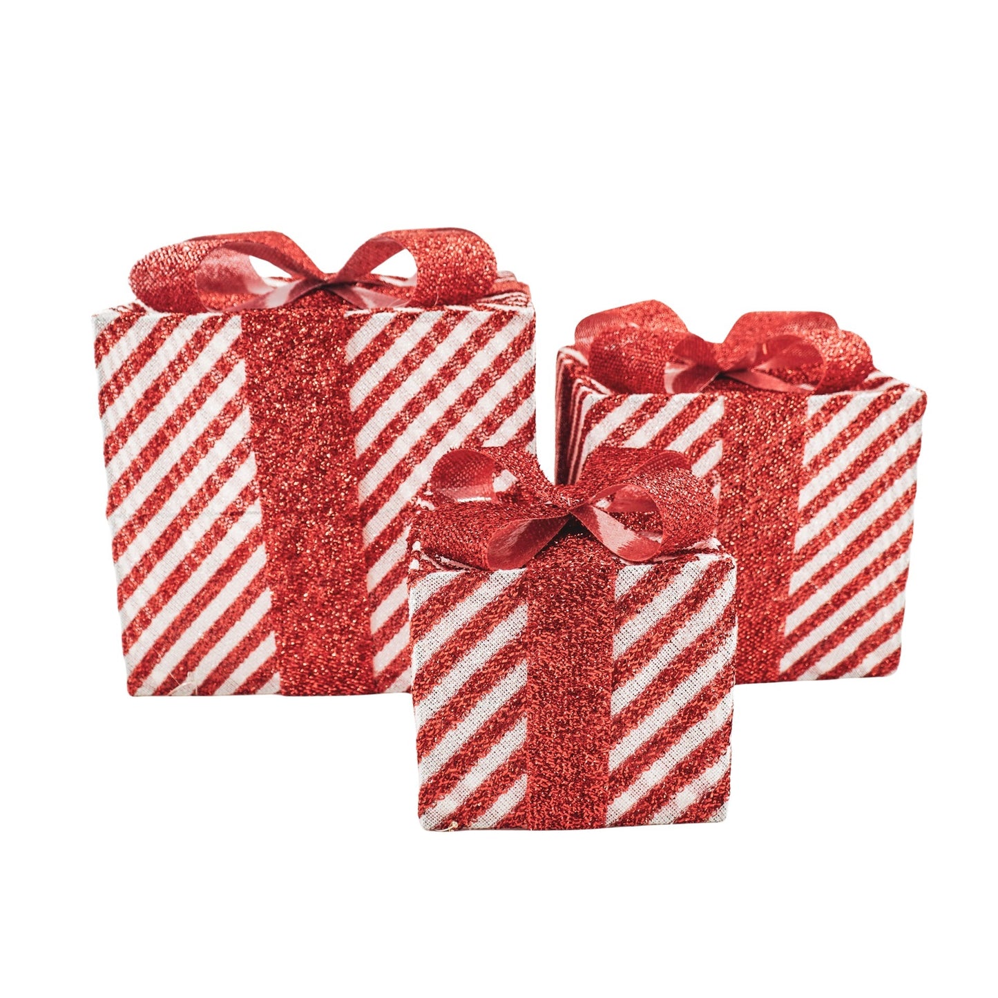 Led Xmas Gift - S3 - Polysterene - Red/White-15/20/25cm