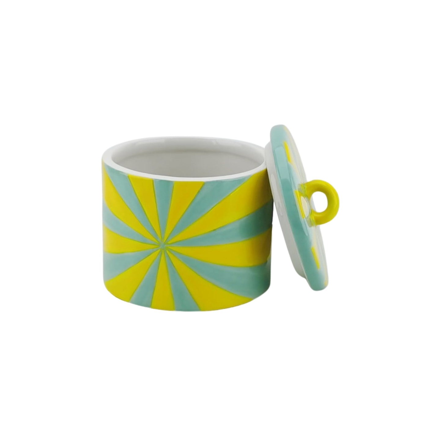 Deco Jar - Swirl - Dolomite - Yellow/Mint - 11x11x11,5cm