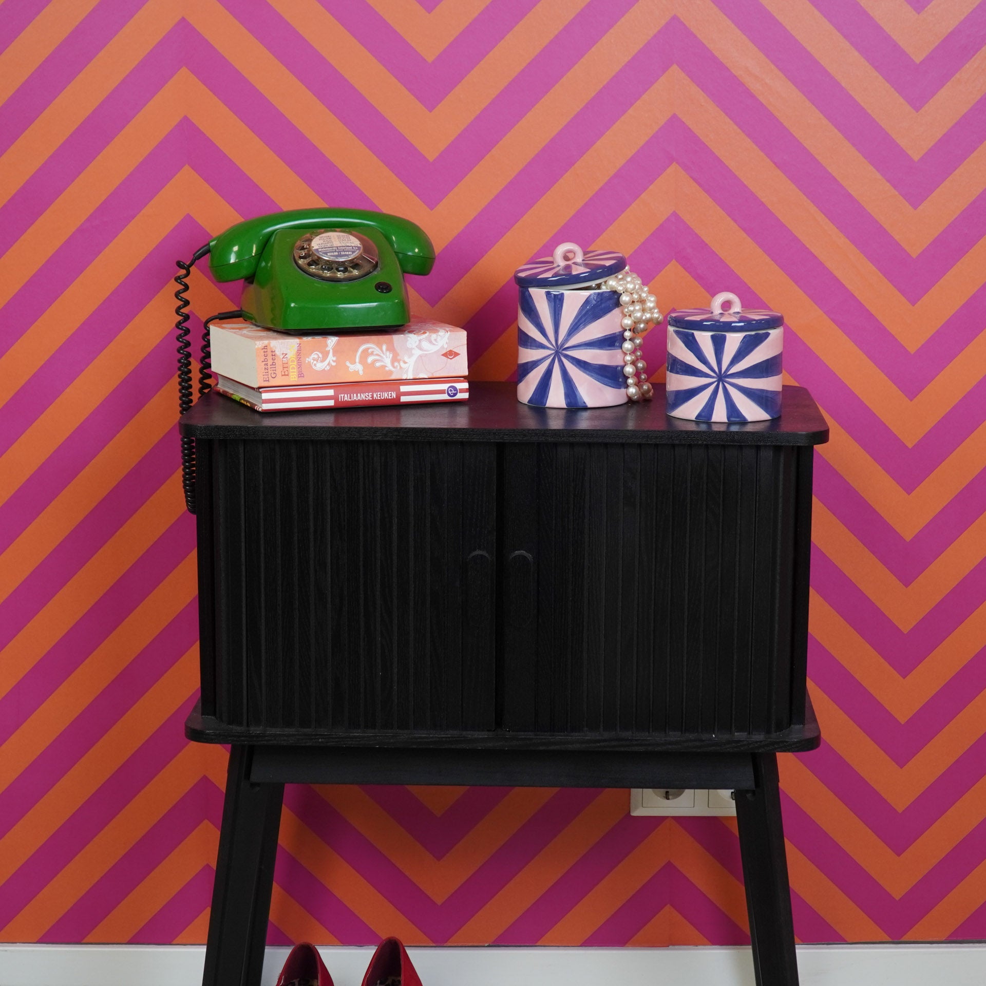 Storage jar - Swirl - Pink/Blue - 11x11x11,5cm