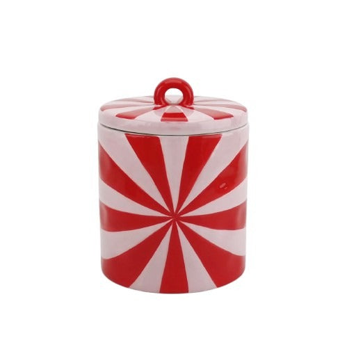Deco Jar - Swirl - Dolomite - Red/Pink - 11x11x14,5cm