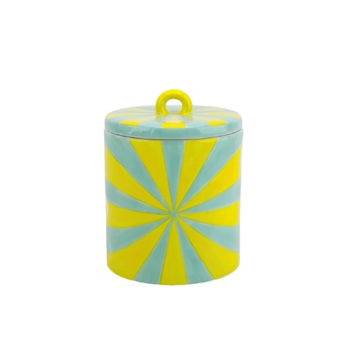 Deco Jar -Swirl - Dolomite - Yellow/Mint - 11x11x14,5cm