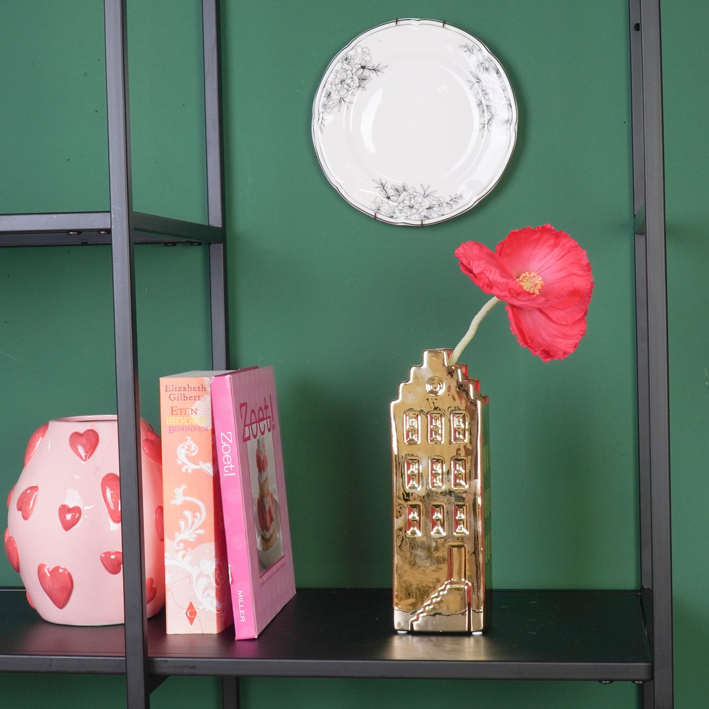 Flower Vase - House Vase - Ceramic - Gold- 7,5x6x23 cm