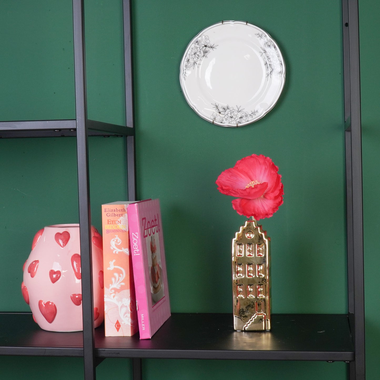 Flower Vase - House Vase - Ceramic - Gold- 6x5,5x18 cm