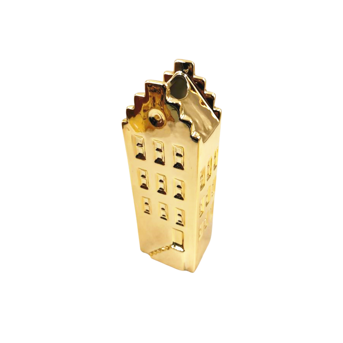 Flower Vase - House Vase - Ceramic - Gold- 5x4,5x14,5 cm