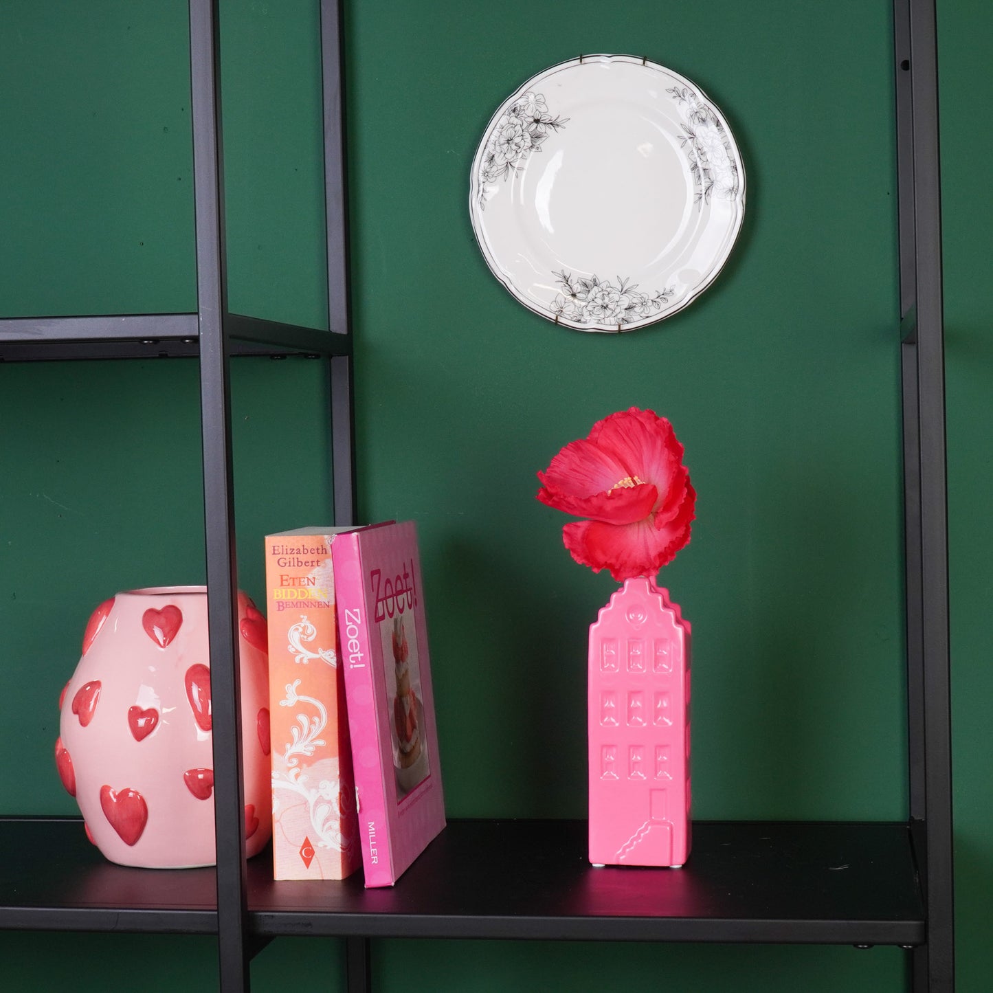 Flower Vase - House Vase - Ceramic - Neon Pink -6x5,5x18 cm