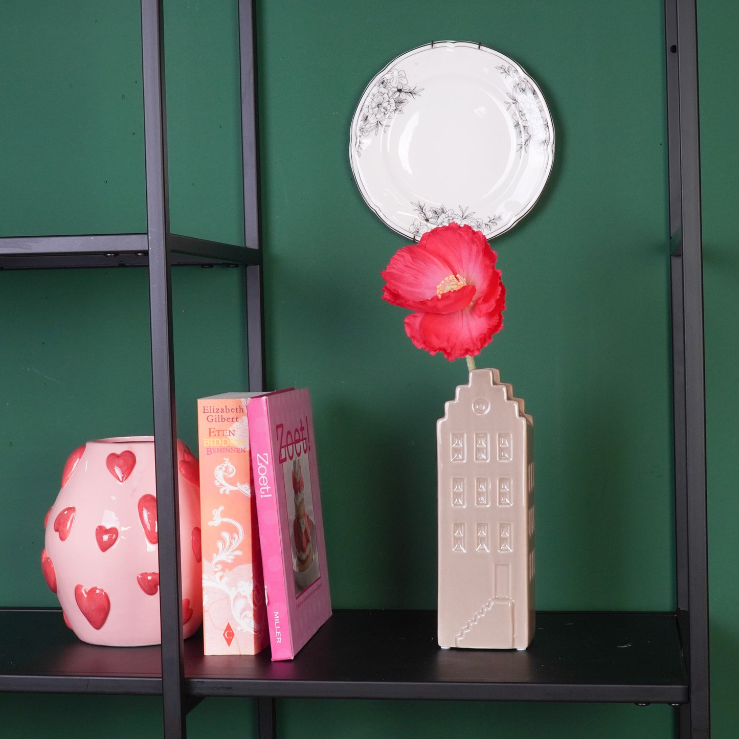 Flower Vase - House Vase - Ceramic - Taupe- 7,5x6x23 cm