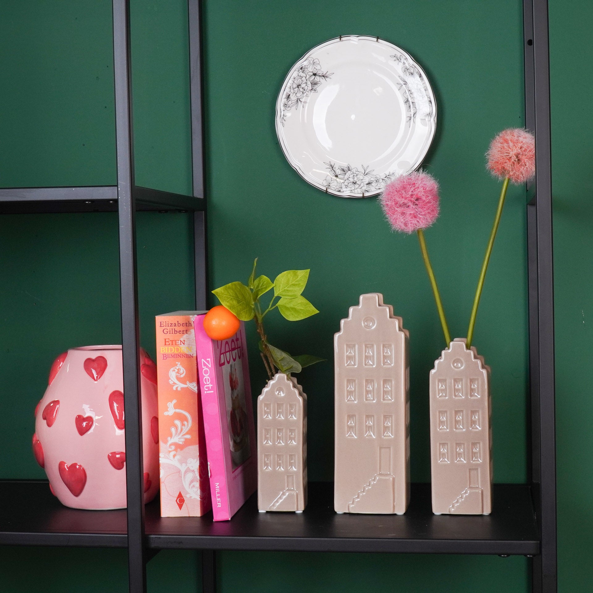 Flower Vase - House Vase - Ceramic - Taupe- 7,5x6x23 cm