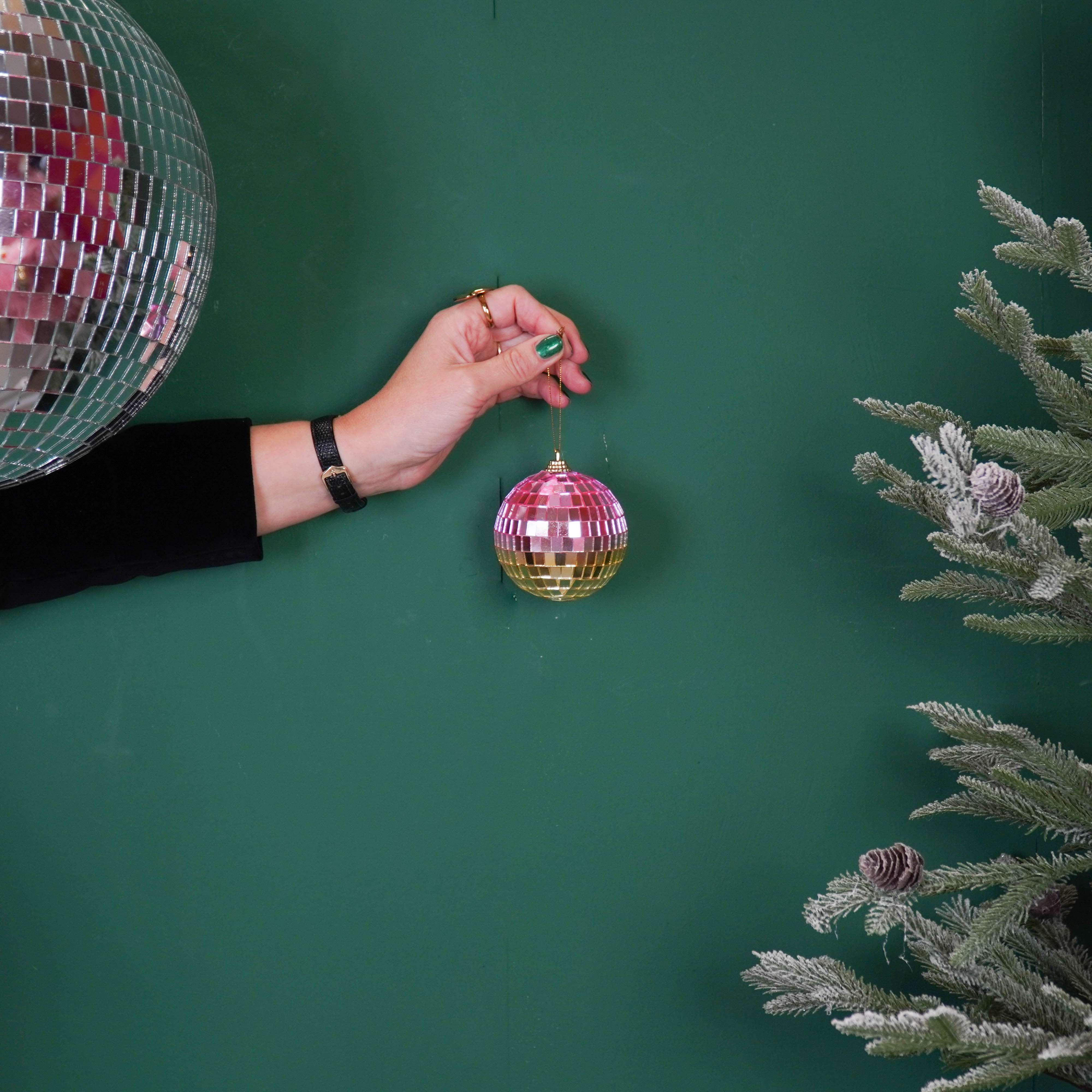 Christmas Decoration - Christmas Hanger - Discoball - Foam - Pink/Gold - 8x8x8cm