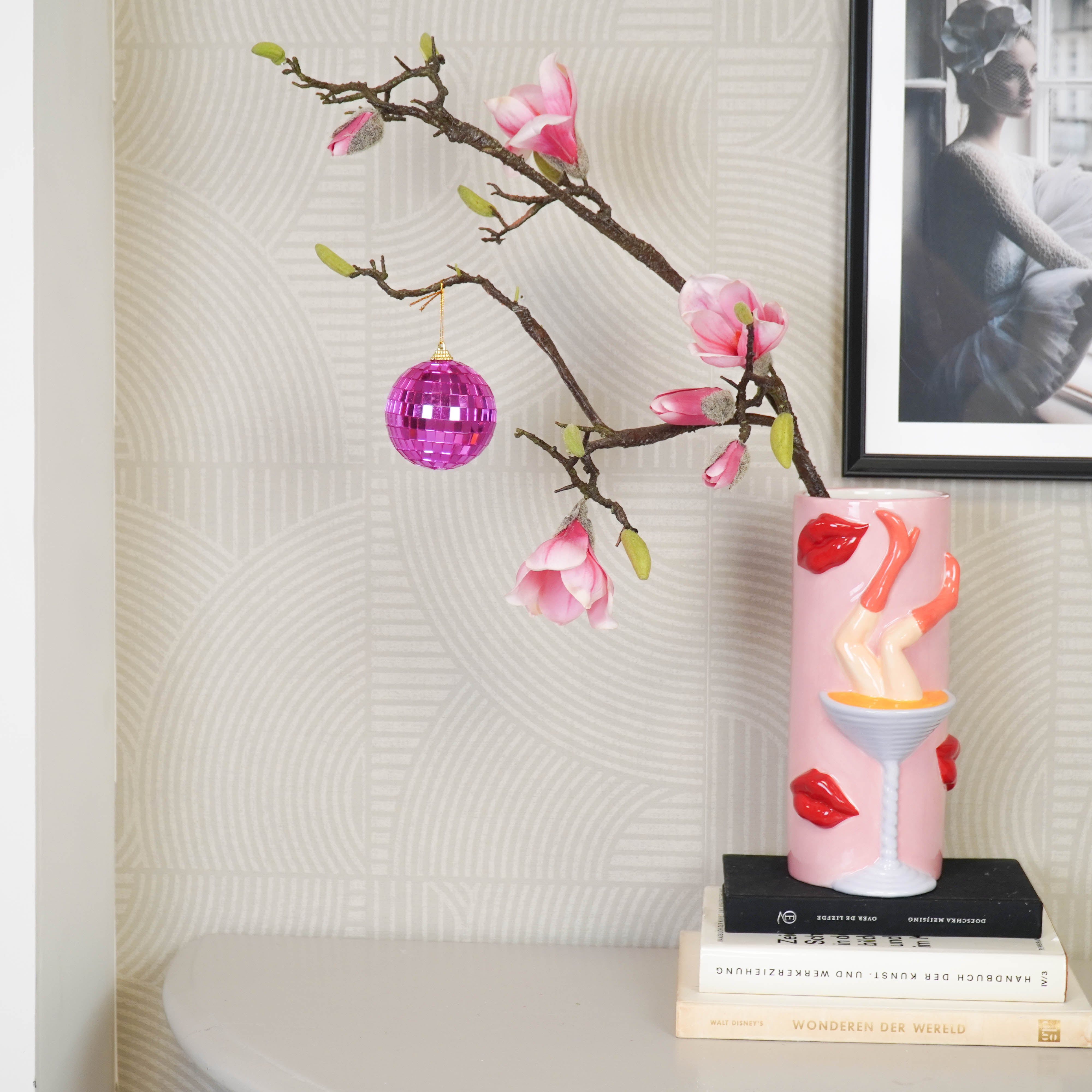 Christmas Decoration - Christmas Hanger - Discoball - Foam - Pink - 8x8x8cm