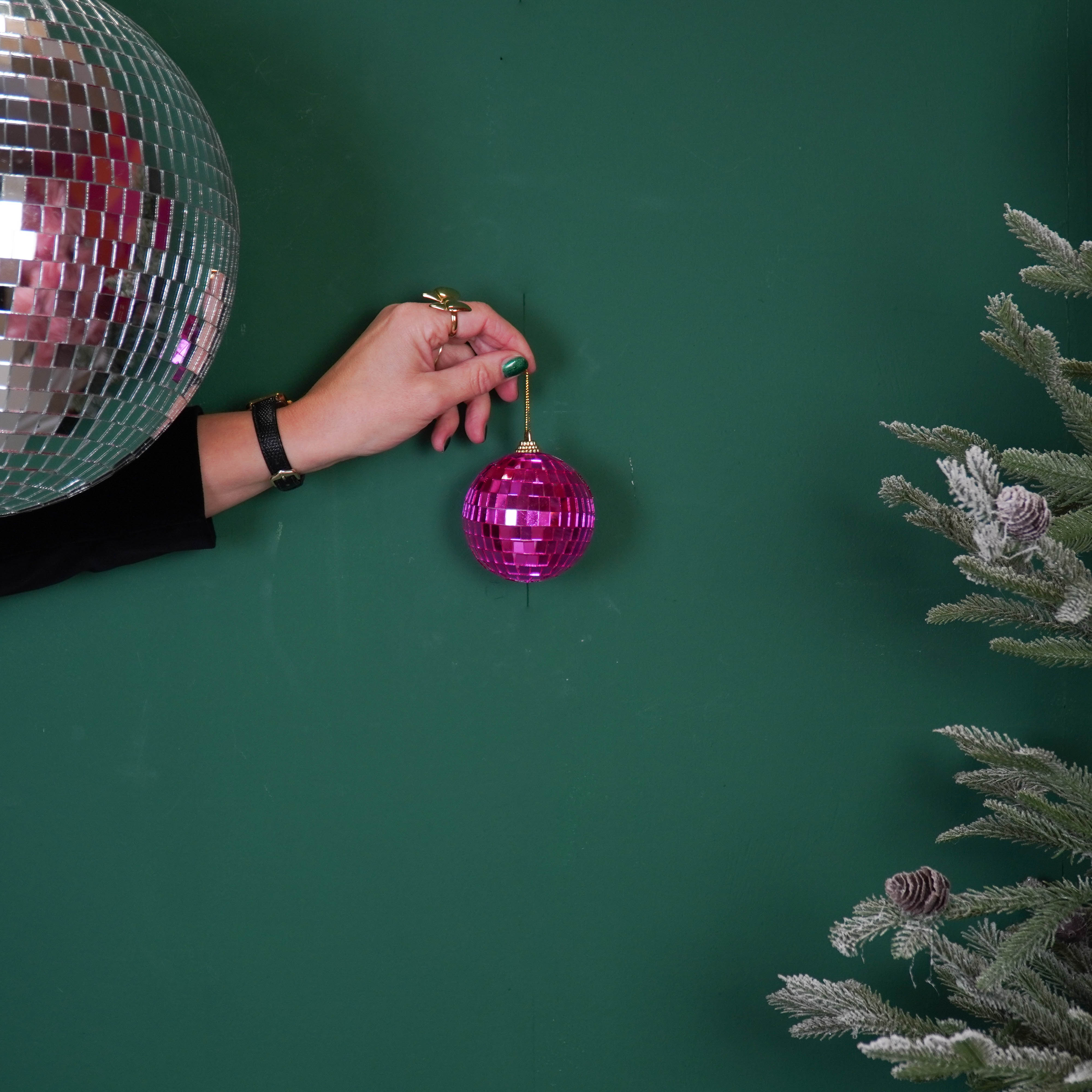 Christmas Decoration - Christmas Hanger - Discoball - Foam - Pink - 8x8x8cm