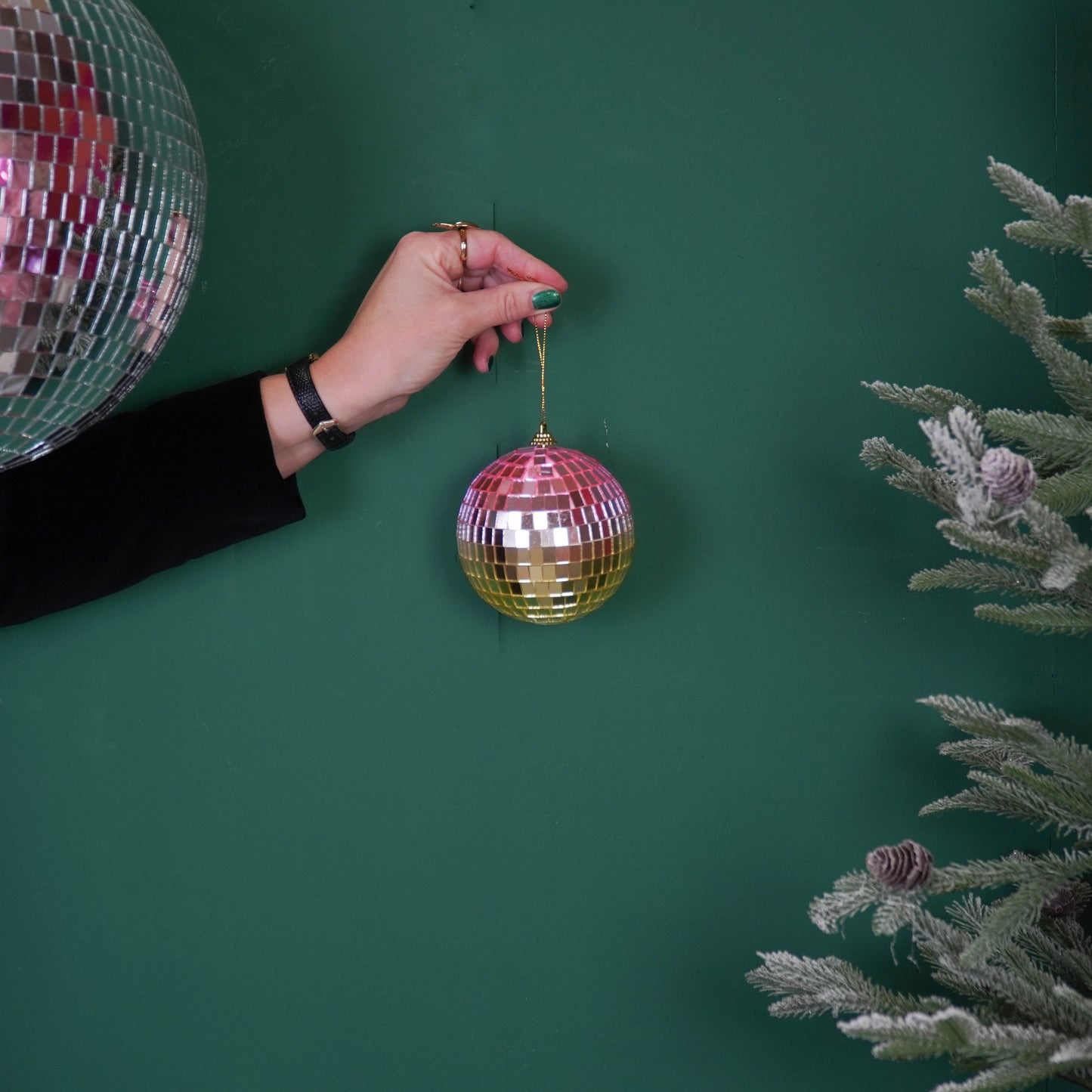 Christmas Decoration -  Christmas Hanger - Discoball - Foam - Pink/Gold - 10x10x10cm