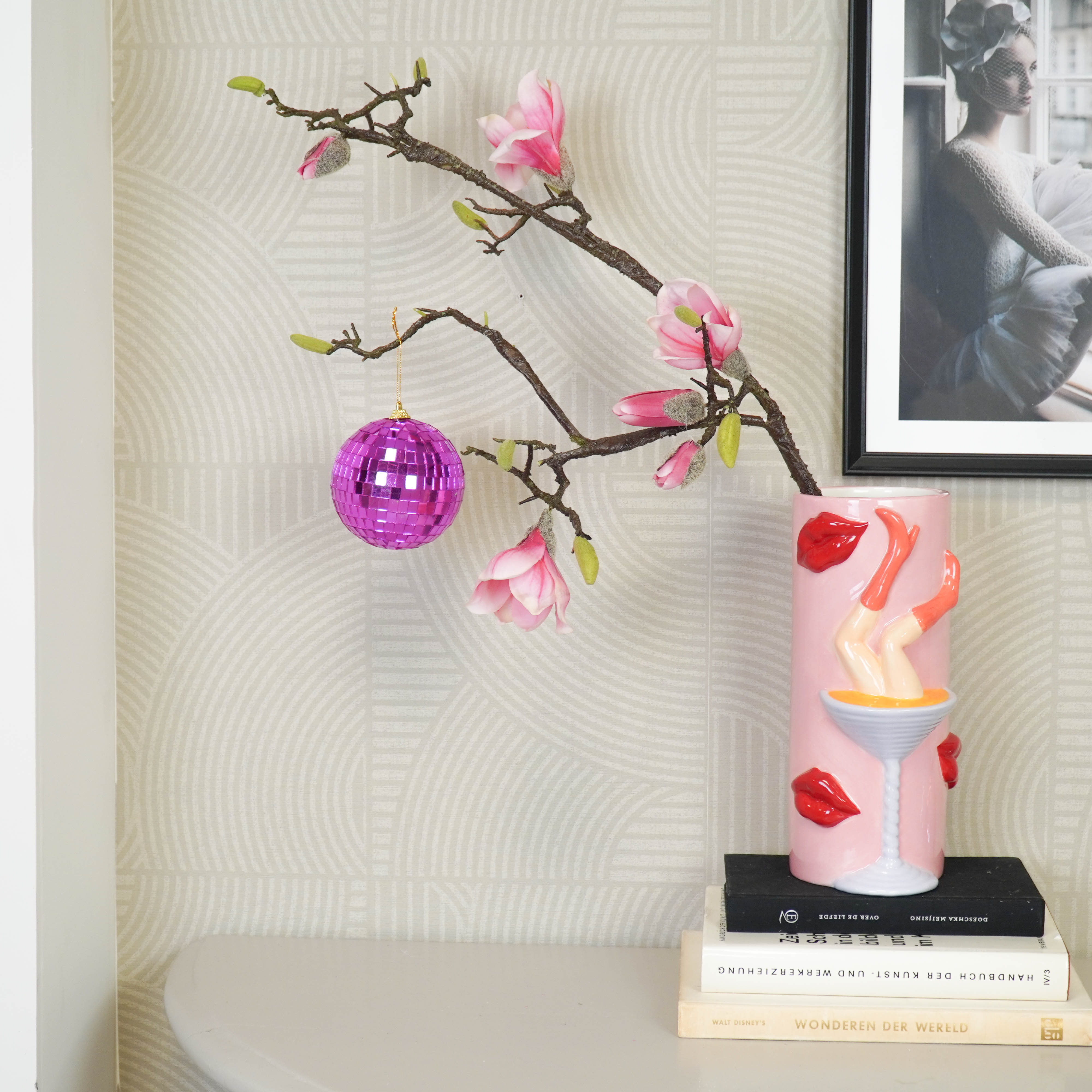 Christmas Decoration - Christmas Hanger - Discoball - Foam - Pink - 10x10x10cm