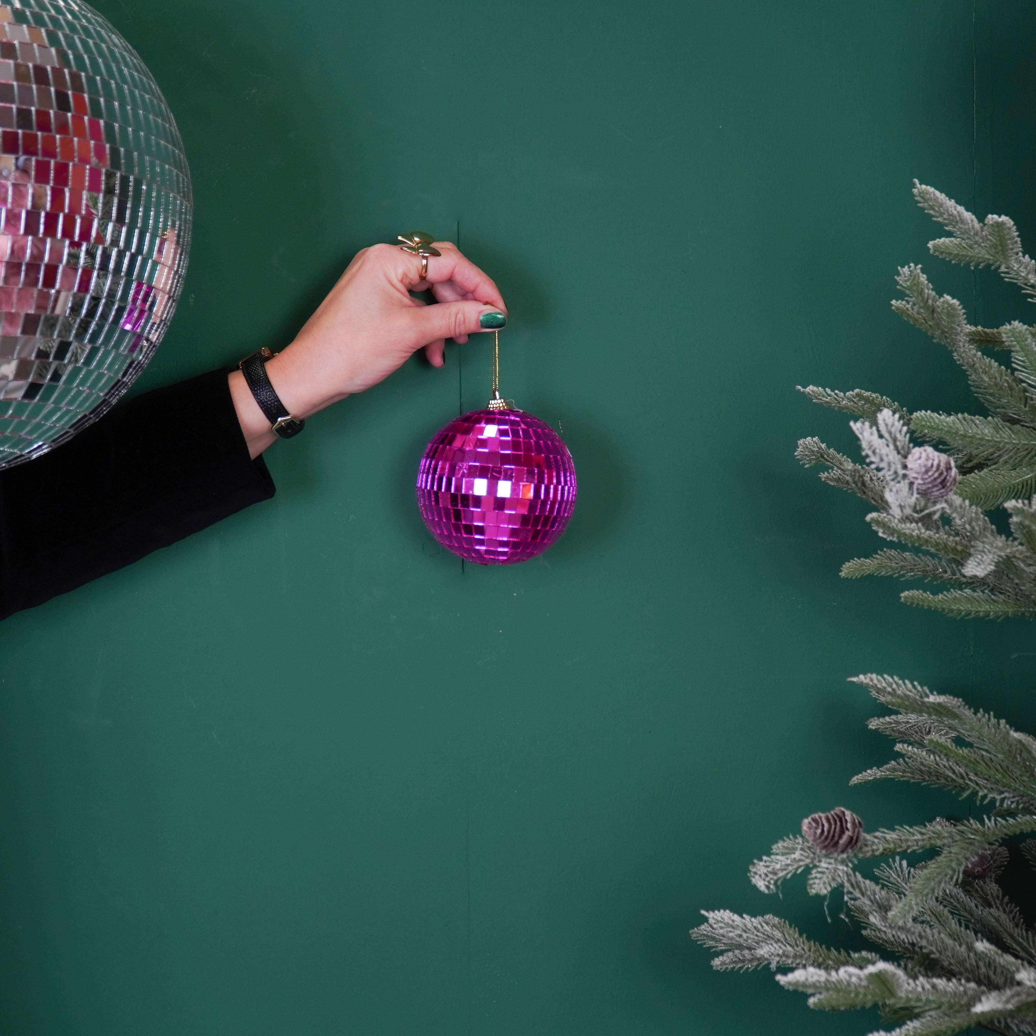 Christmas Decoration - Christmas Hanger - Discoball - Foam - Pink - 10x10x10cm