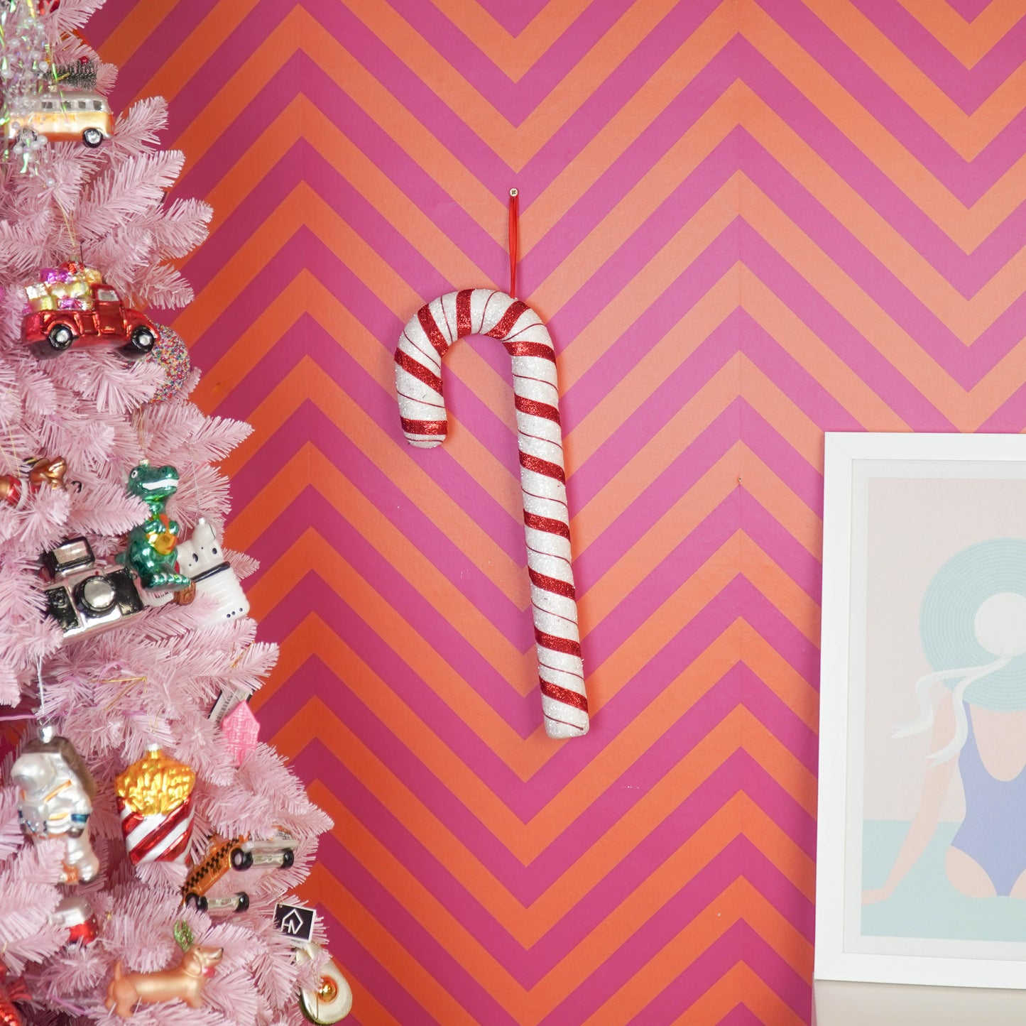 Decoration - Candy Cane - Foam - White/Red - 52cm
