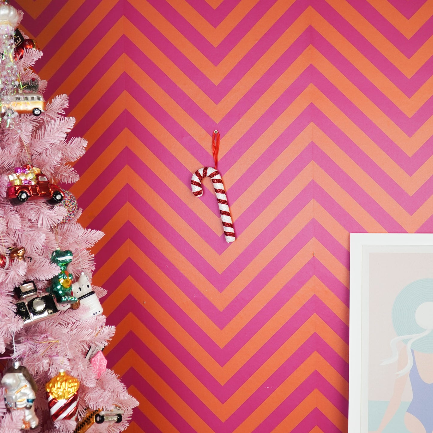 Decoration - Candy Cane - Foam - White/Red - 21cm