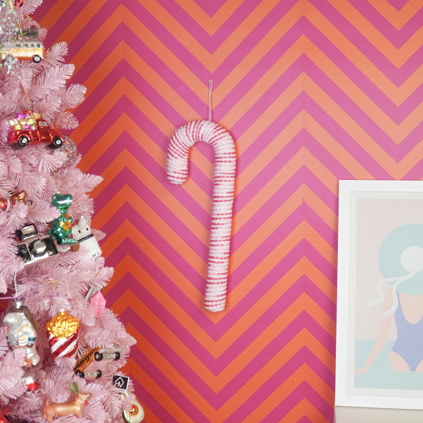 Decoration - Candy Cane - Foam - Pink - 52cm